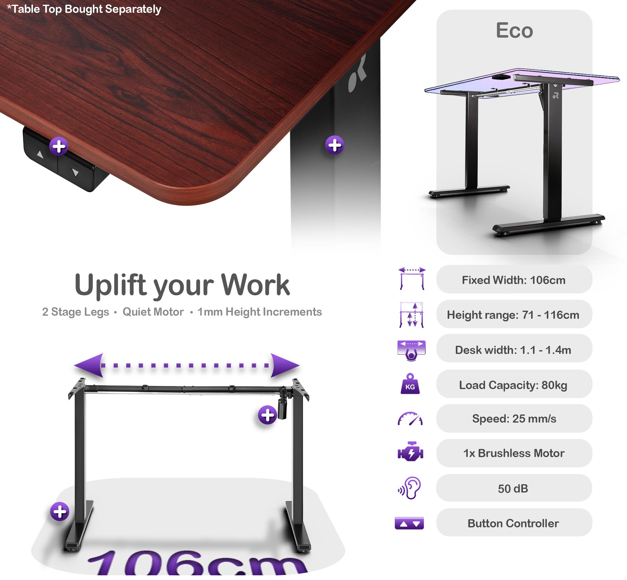 ORRO Eco Standing Desk Frame