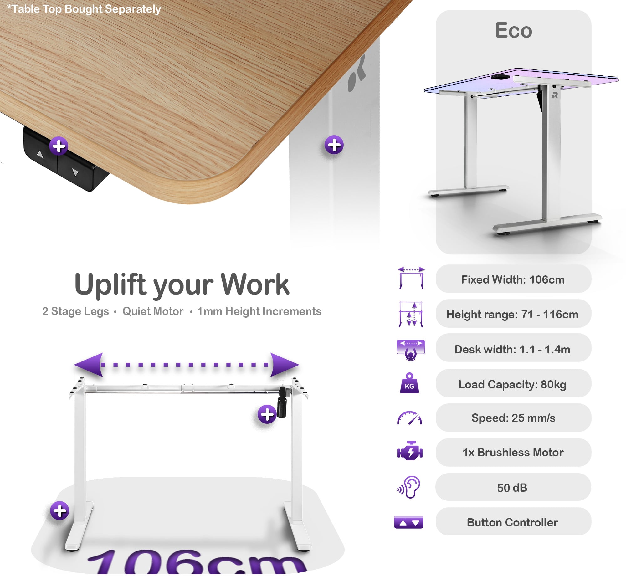 ORRO Eco Standing Desk Frame