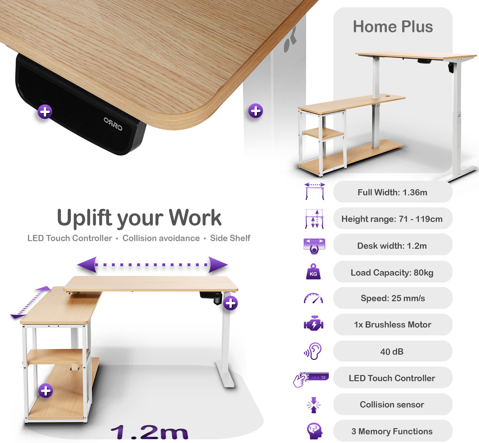 ORRO Home Plus Standing Desk Frame