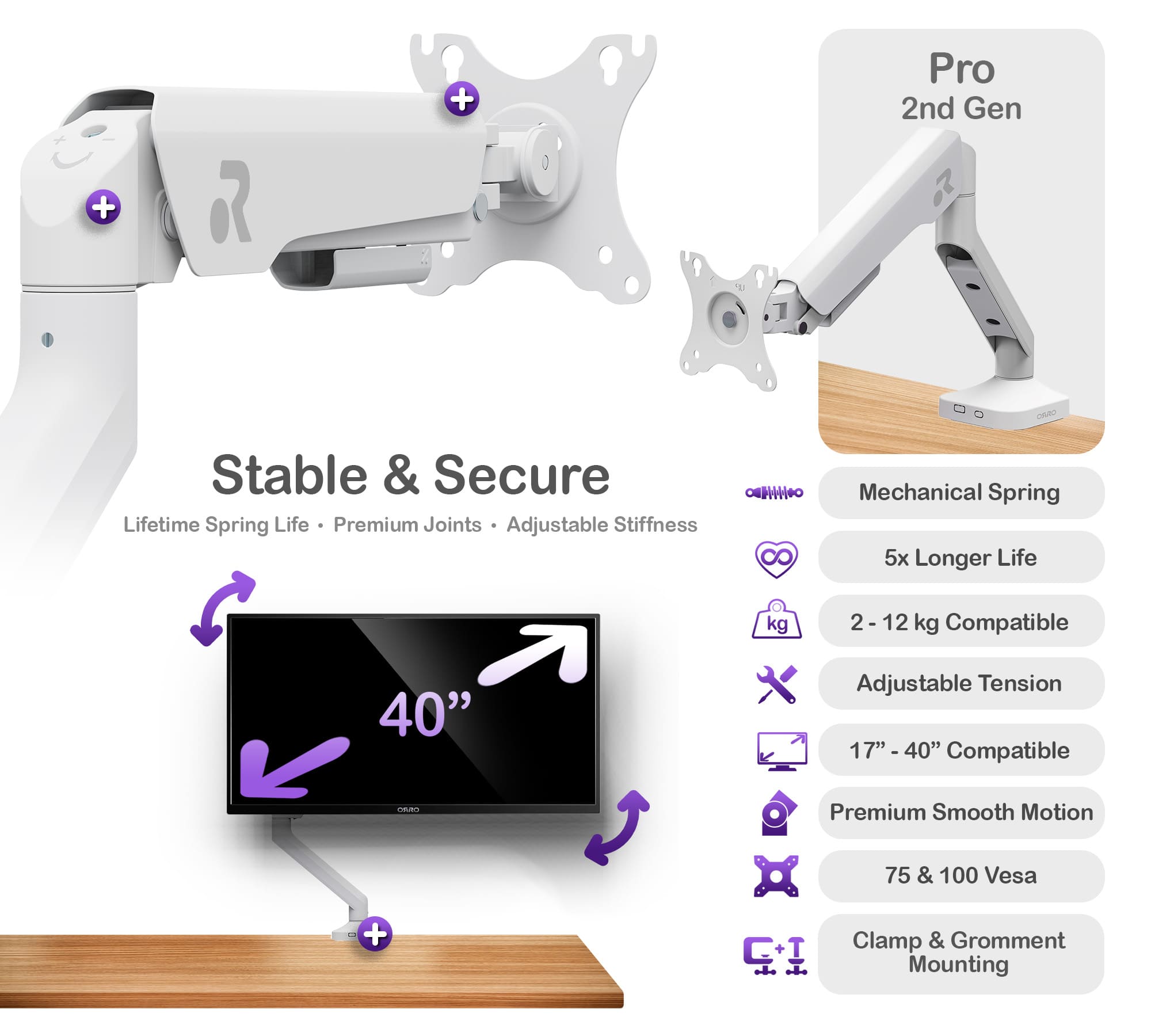 ORRO Pro Gen 2 - Single Monitor Arm