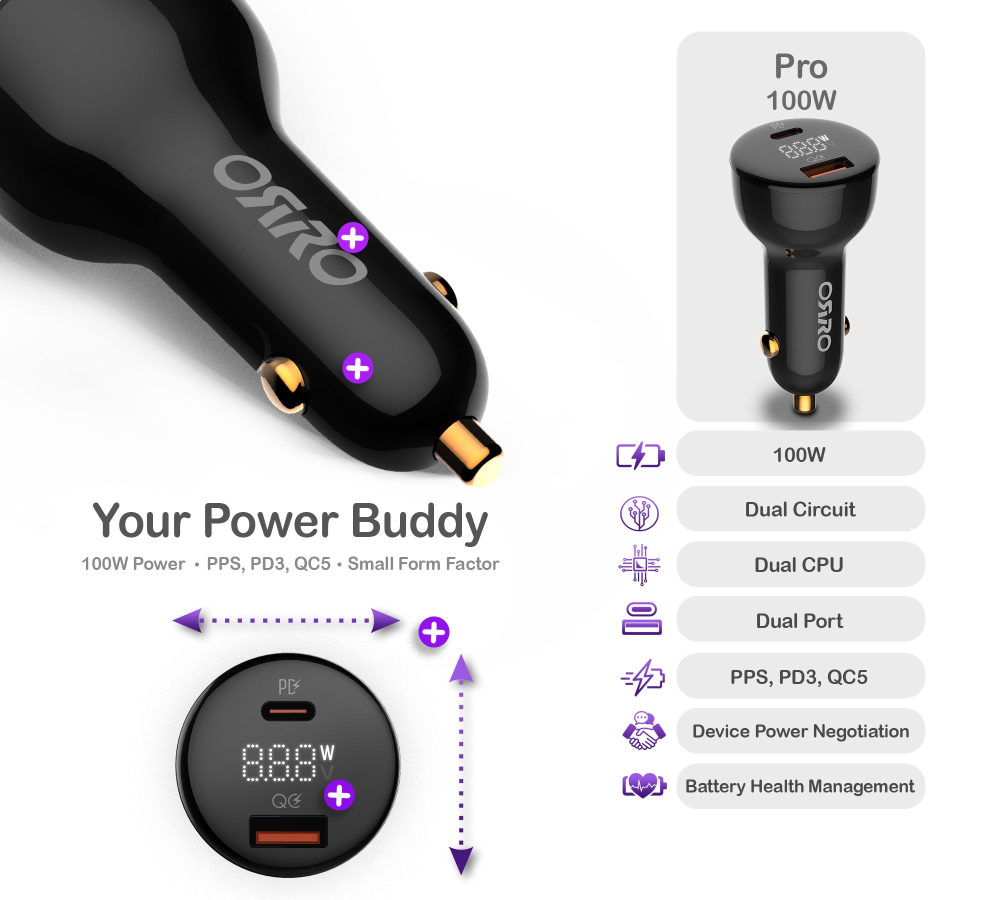 100W Car Fast Charger · Pro Series