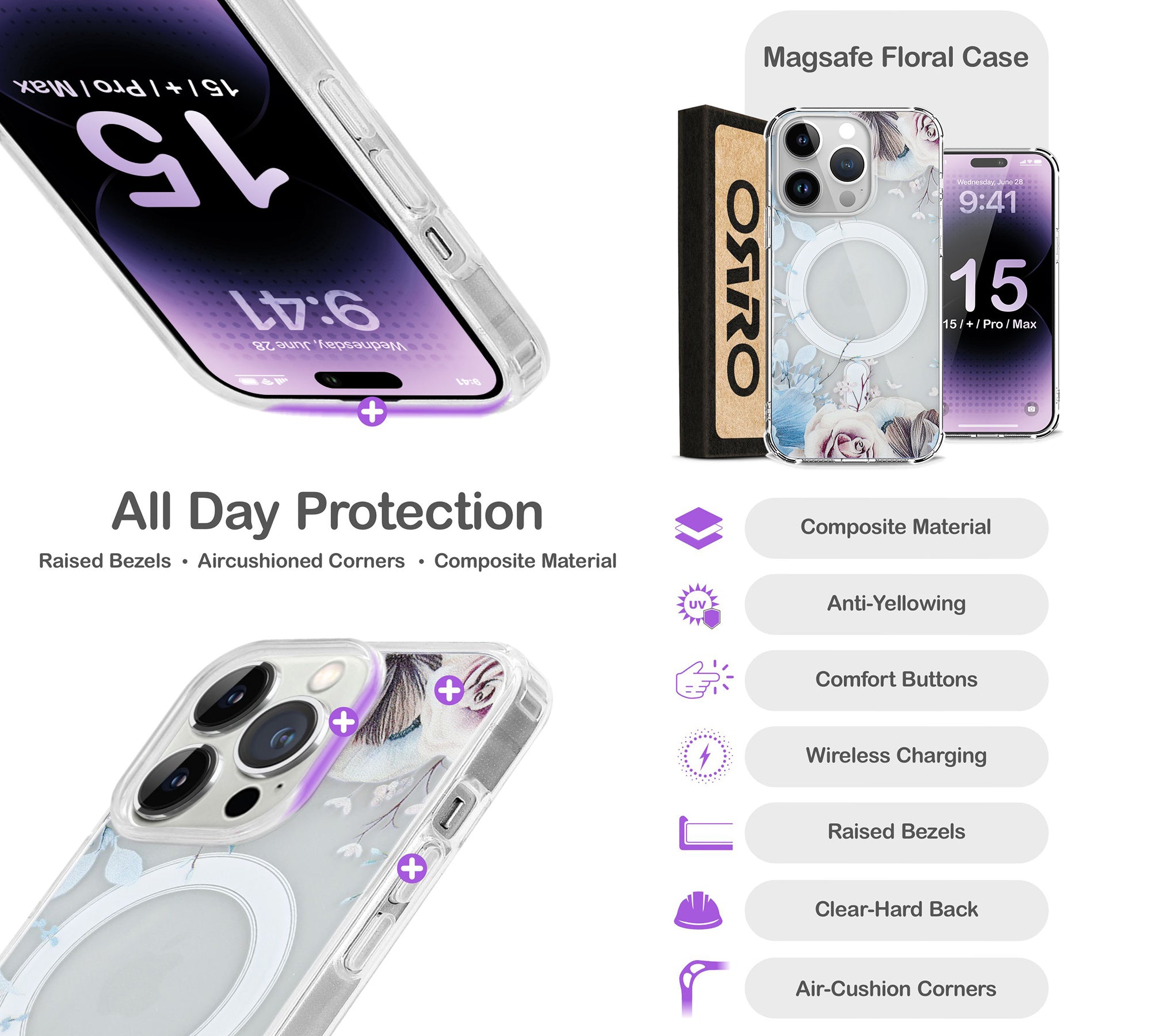 ORRO iPhone 16 Series Case - MagSafe Floral