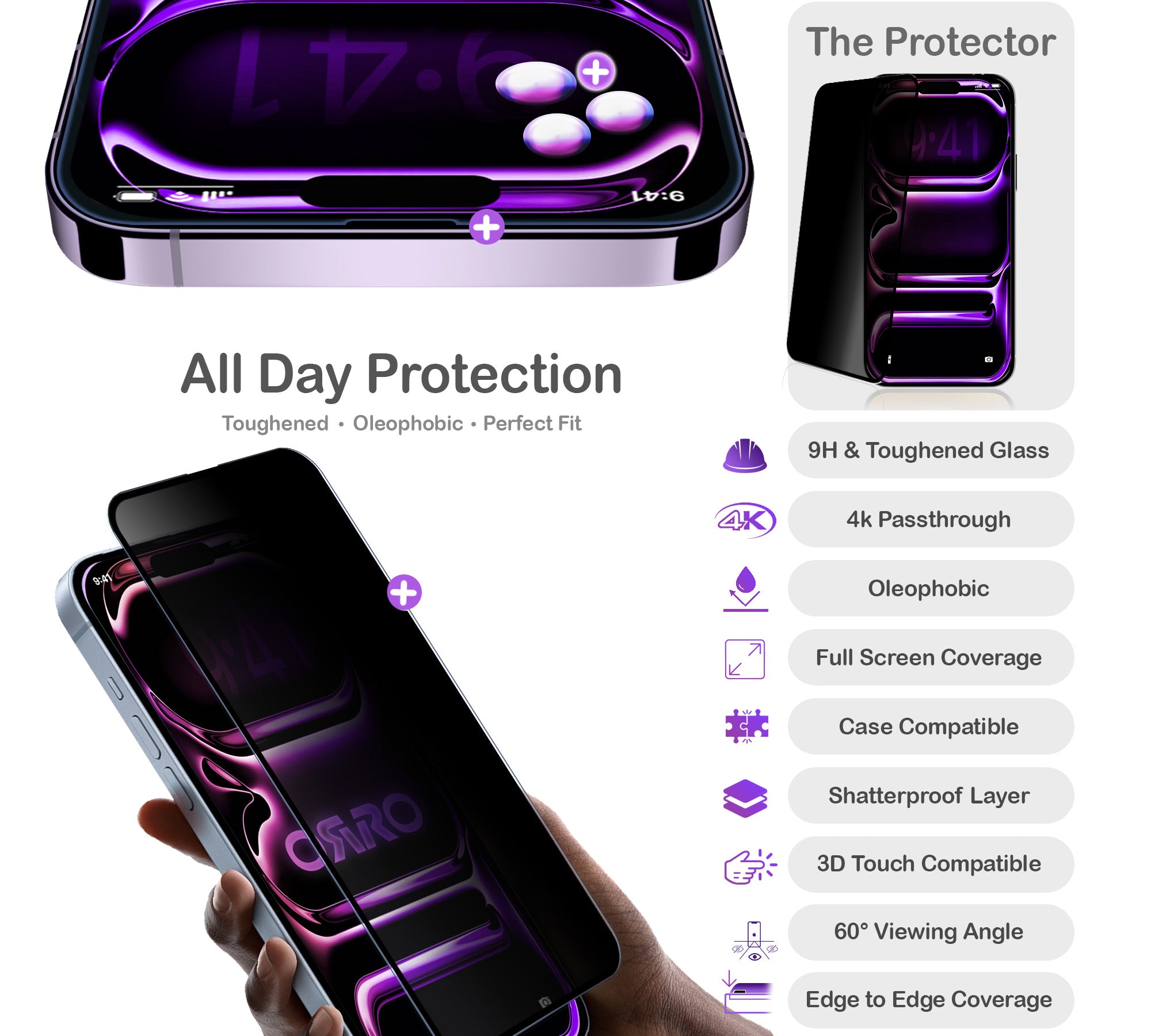 ORRO iPhone 17 Series Screen Protector - Privacy
