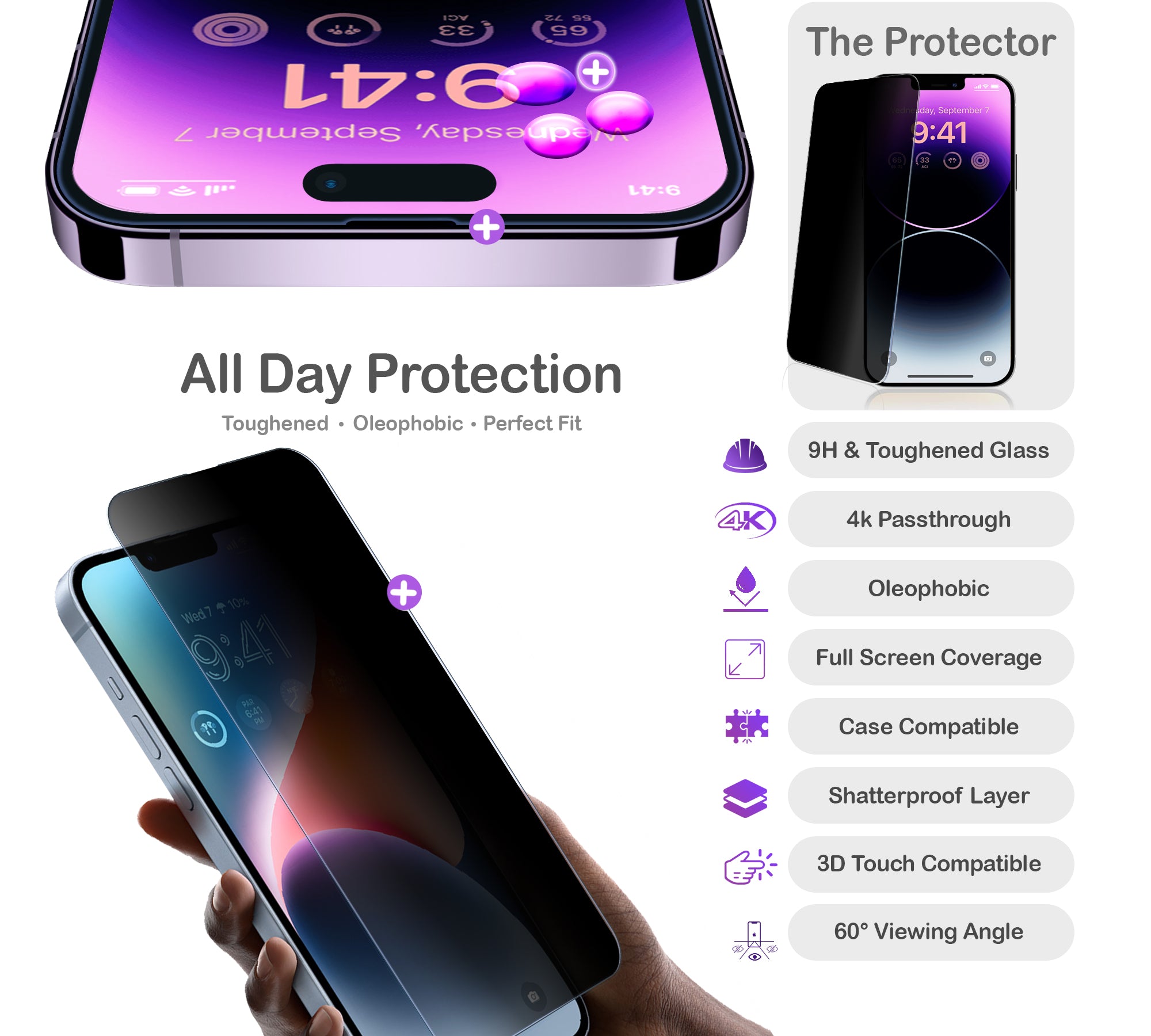 ORRO iPhone 15 Series Screen Protector - Privacy
