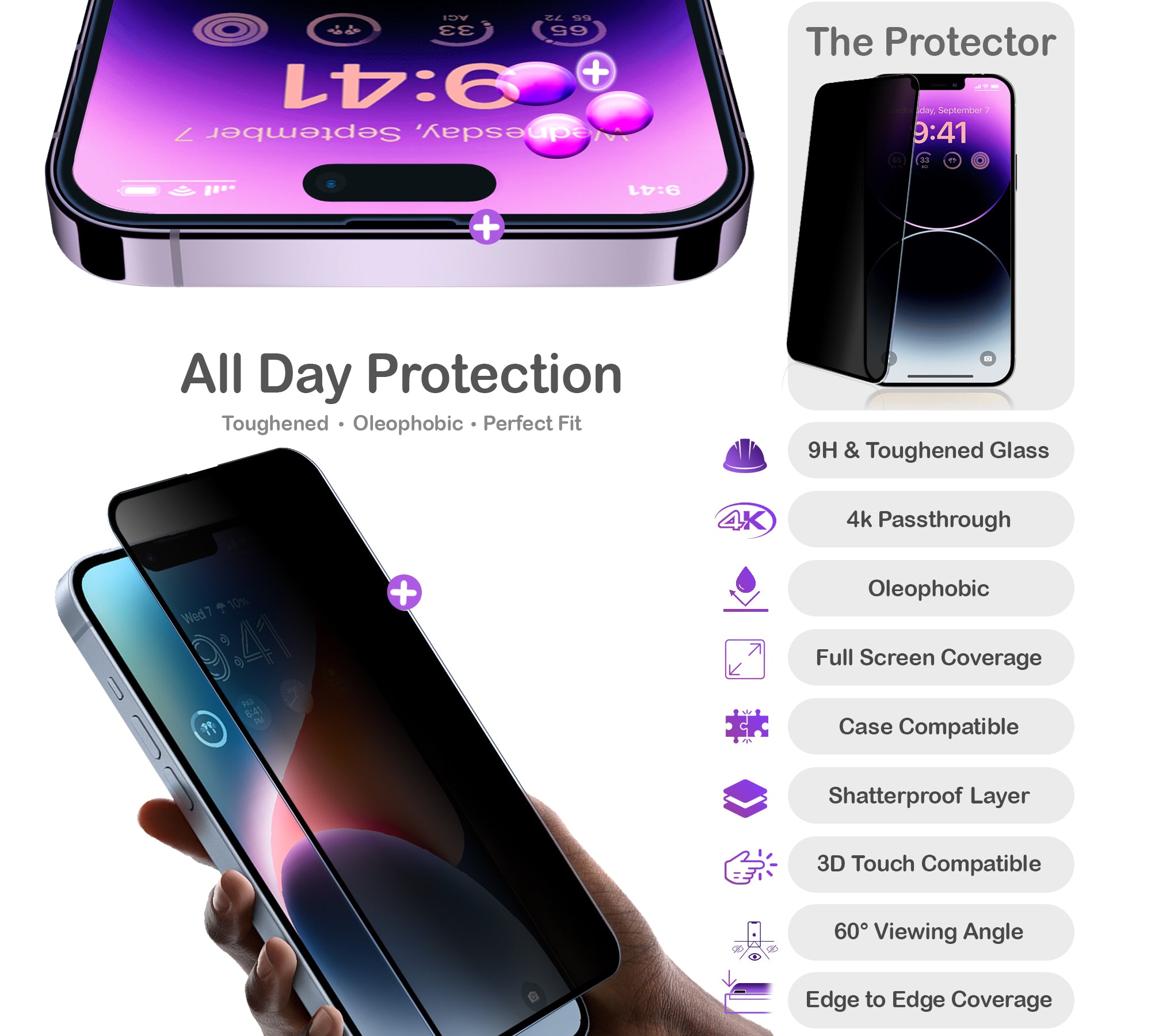 ORRO iPhone 15 Series Screen Protector - Privacy