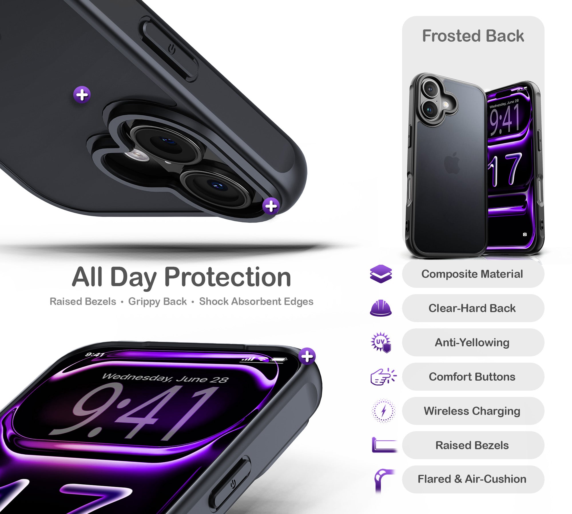 ORRO iPhone 17 Series Case - Black Edge Clear Back