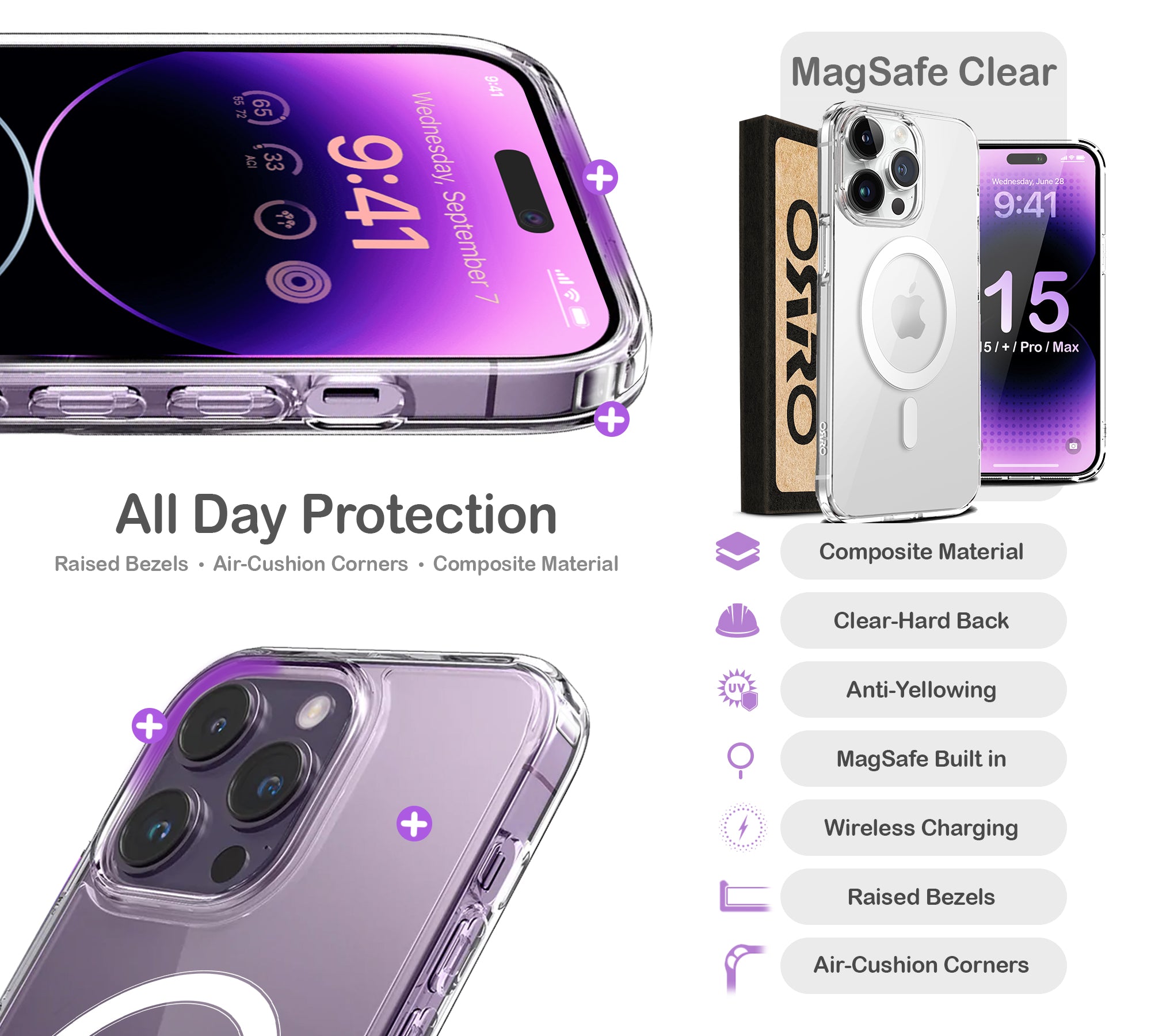 ORRO iPhone 15 Series Case - Clear MagSafe