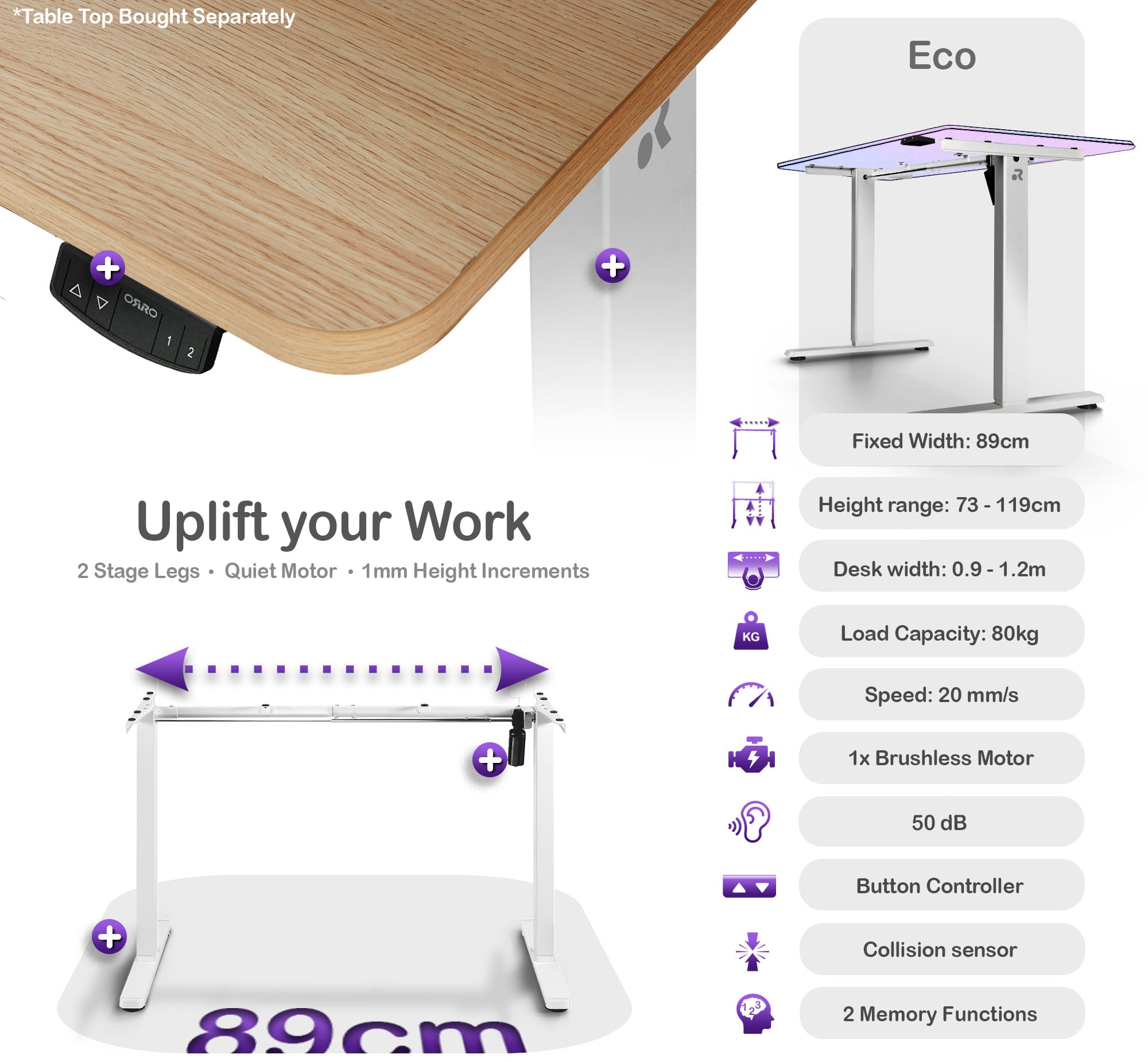 ORRO Eco Standing Desk Frame