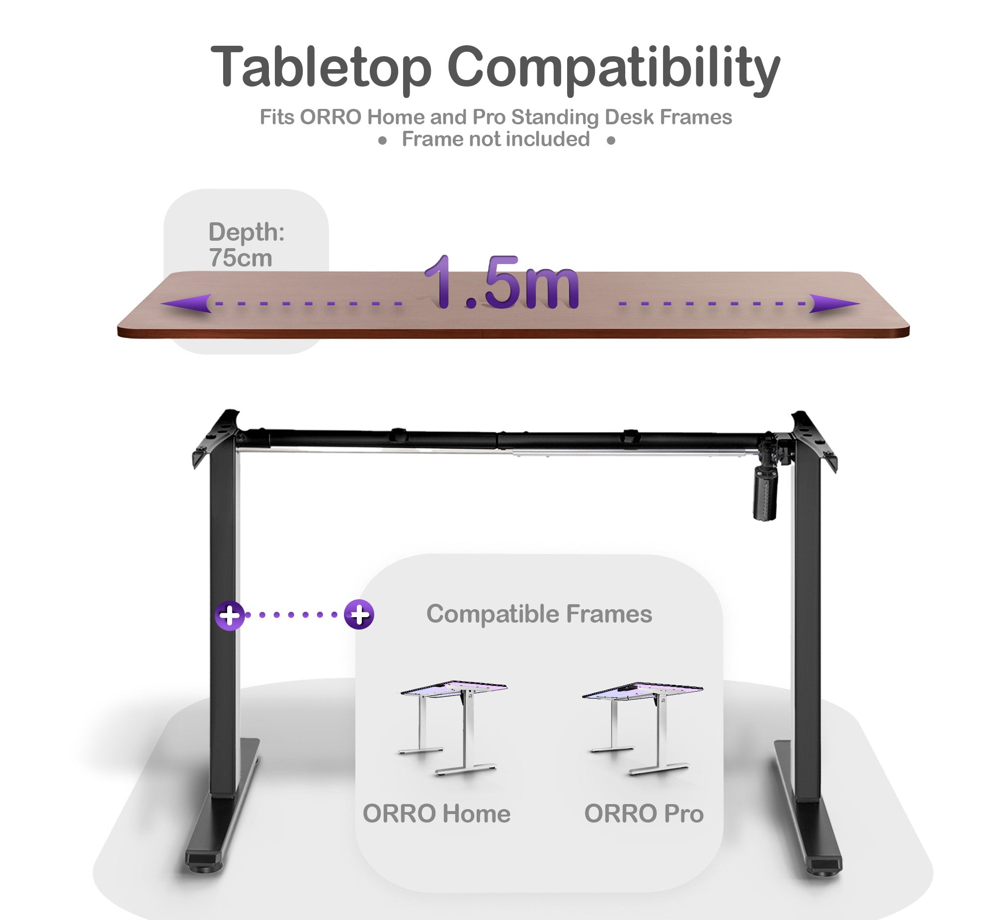 ORRO Table Top for Standing Desk Frame