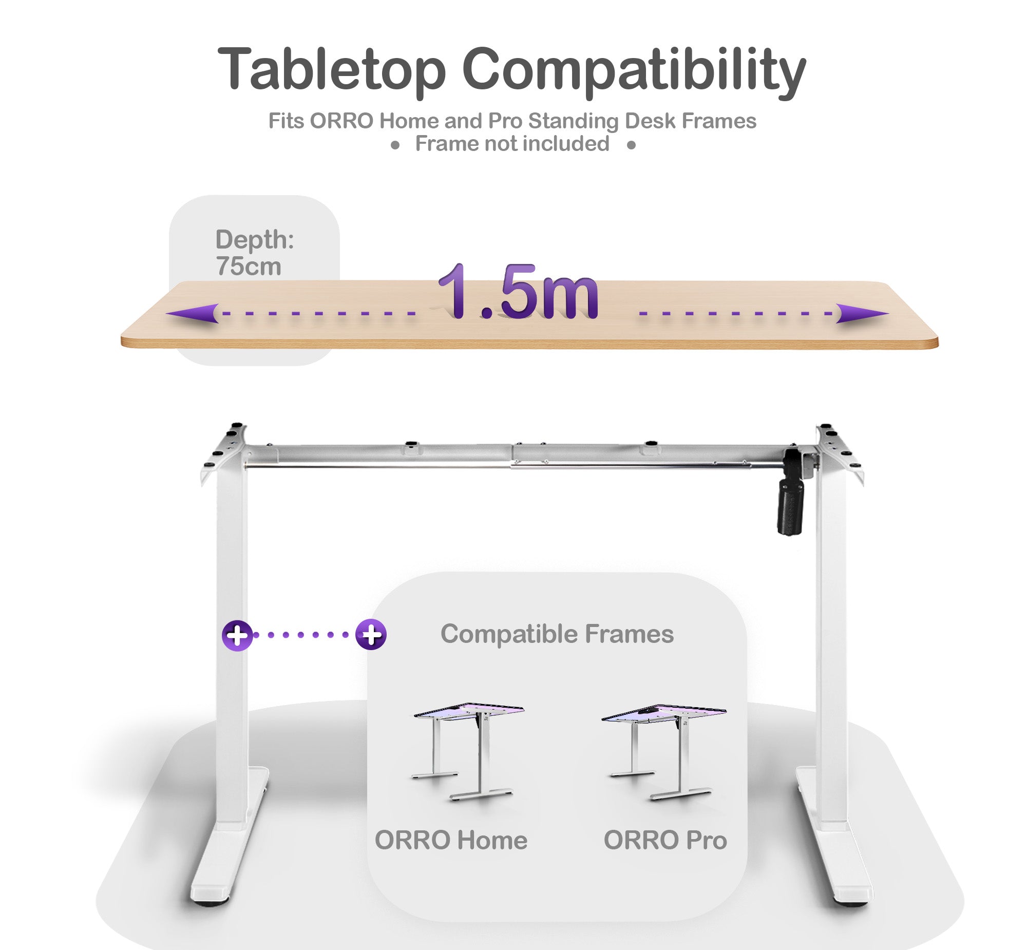 ORRO Table Top for Standing Desk Frame