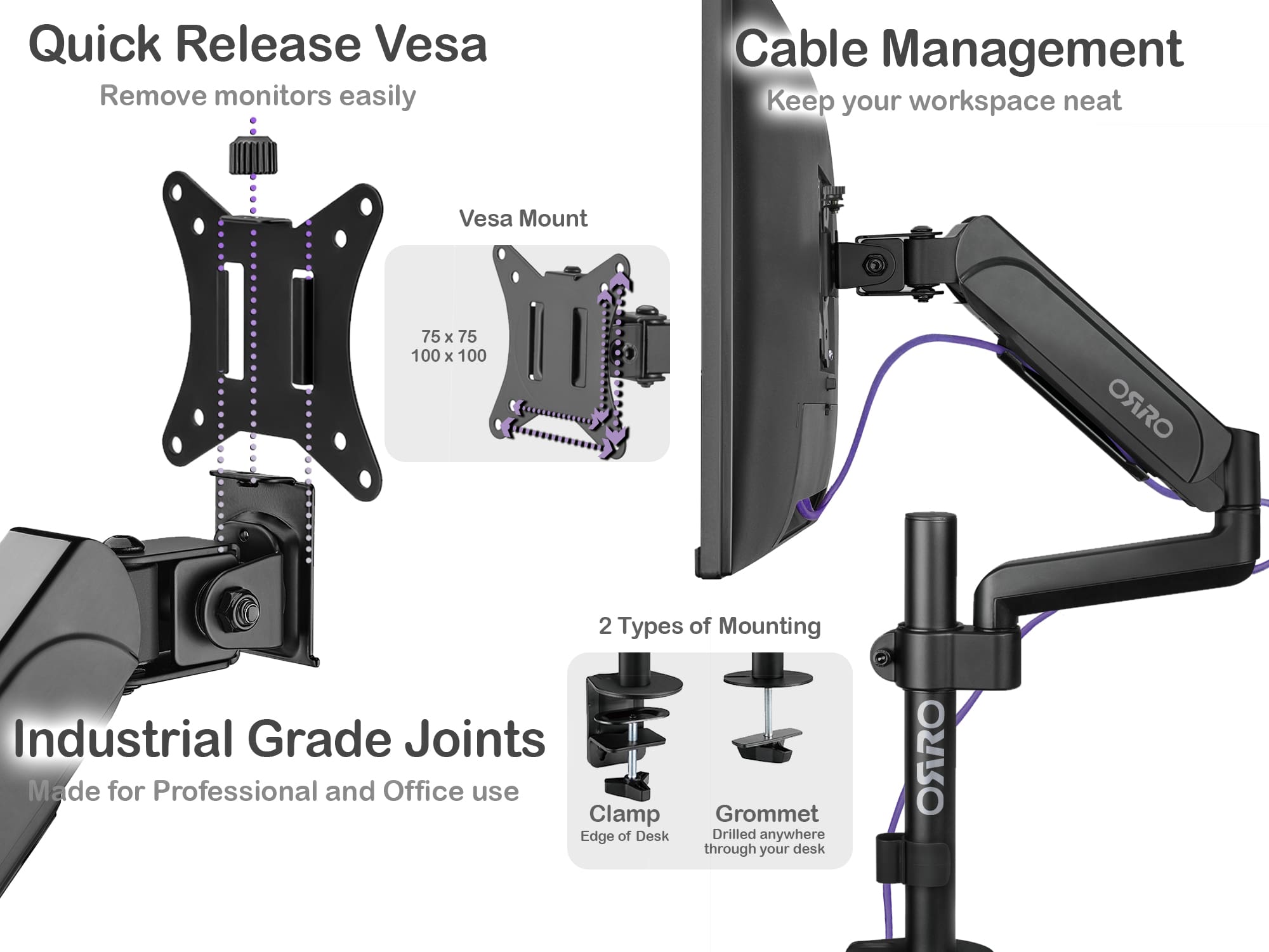 ORRO Pro Plus Gen 1 - Single Monitor Arm