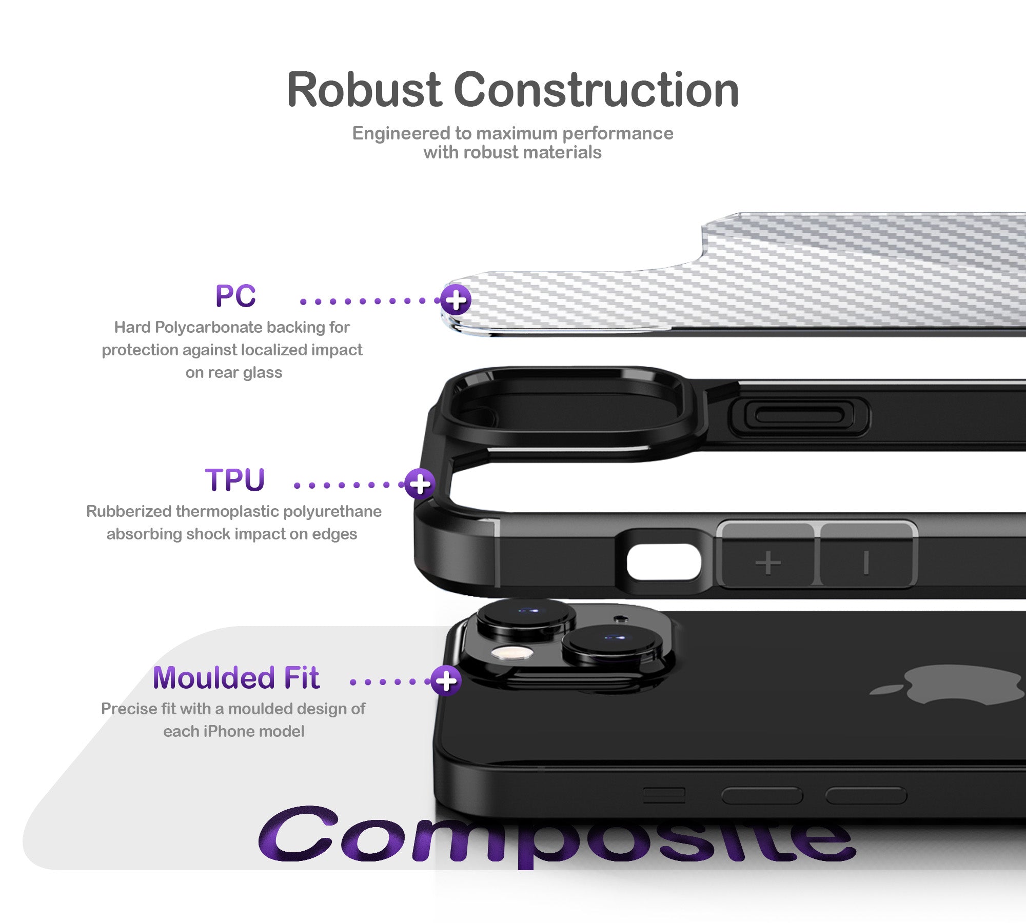 ORRO iPhone 16 Series Case - Clear Carbon Fibre Texture Case