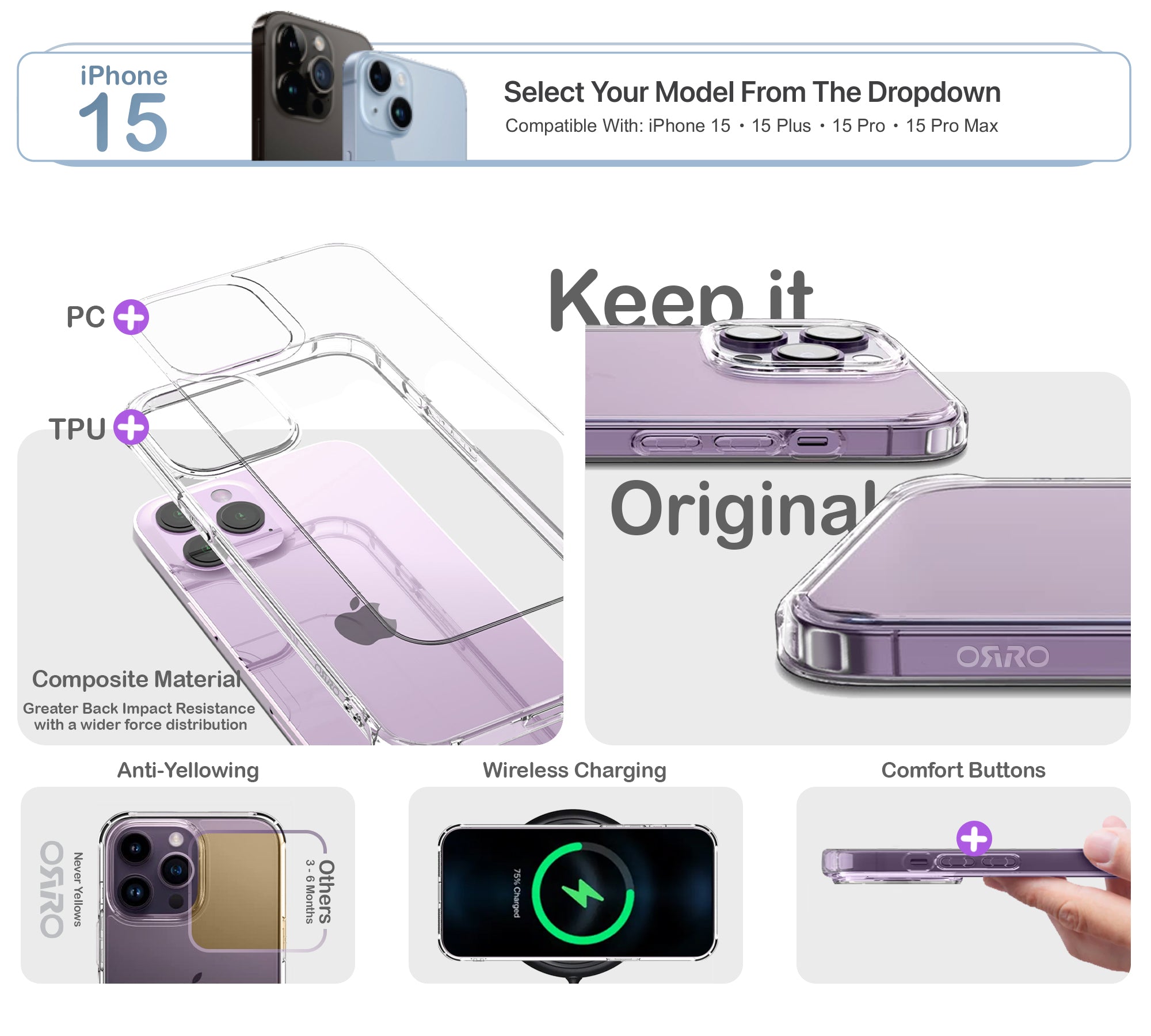 ORRO iPhone 15 Series Case - Clear