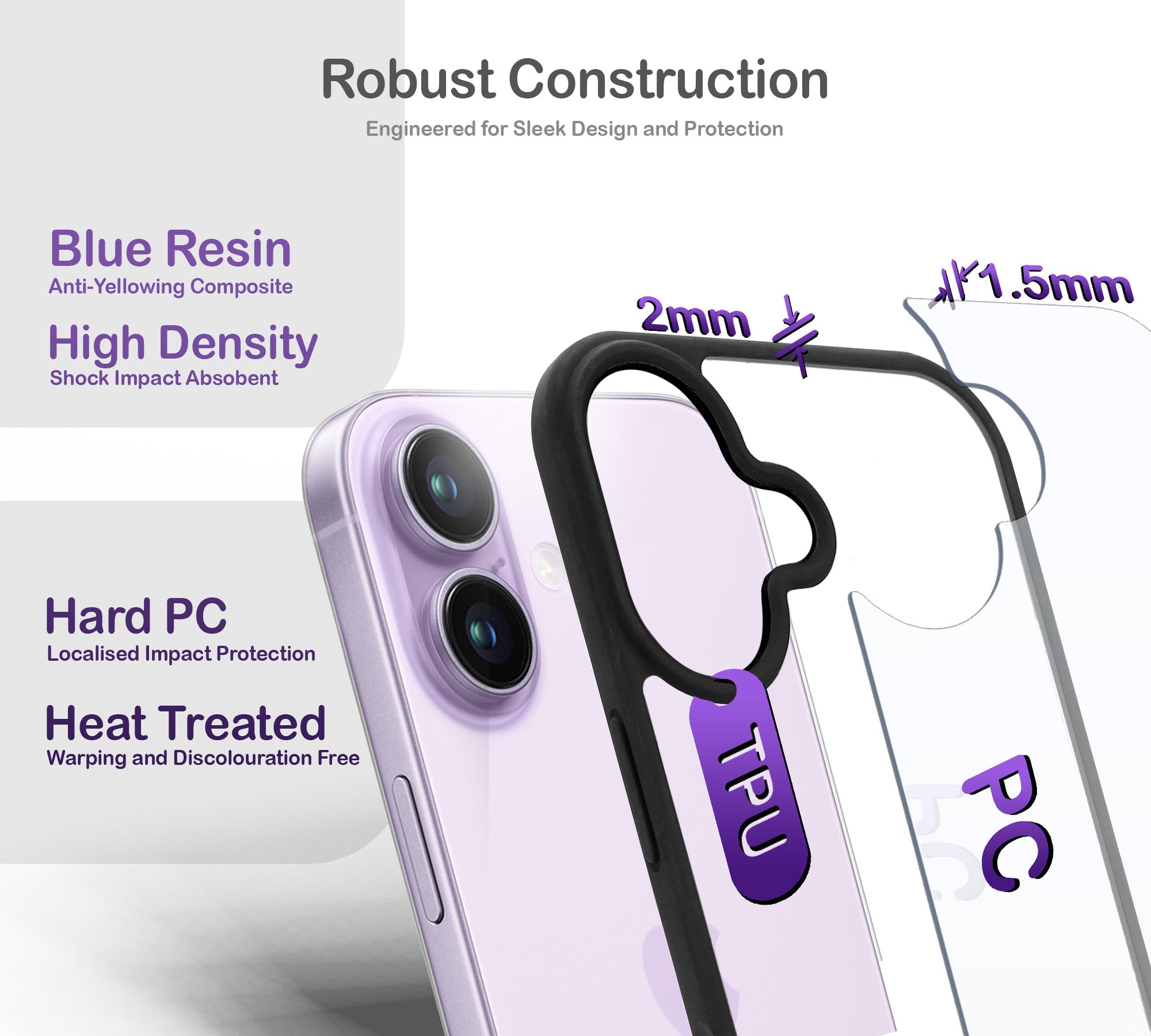 ORRO iPhone 17 Series Case - Black Edge Clear Back