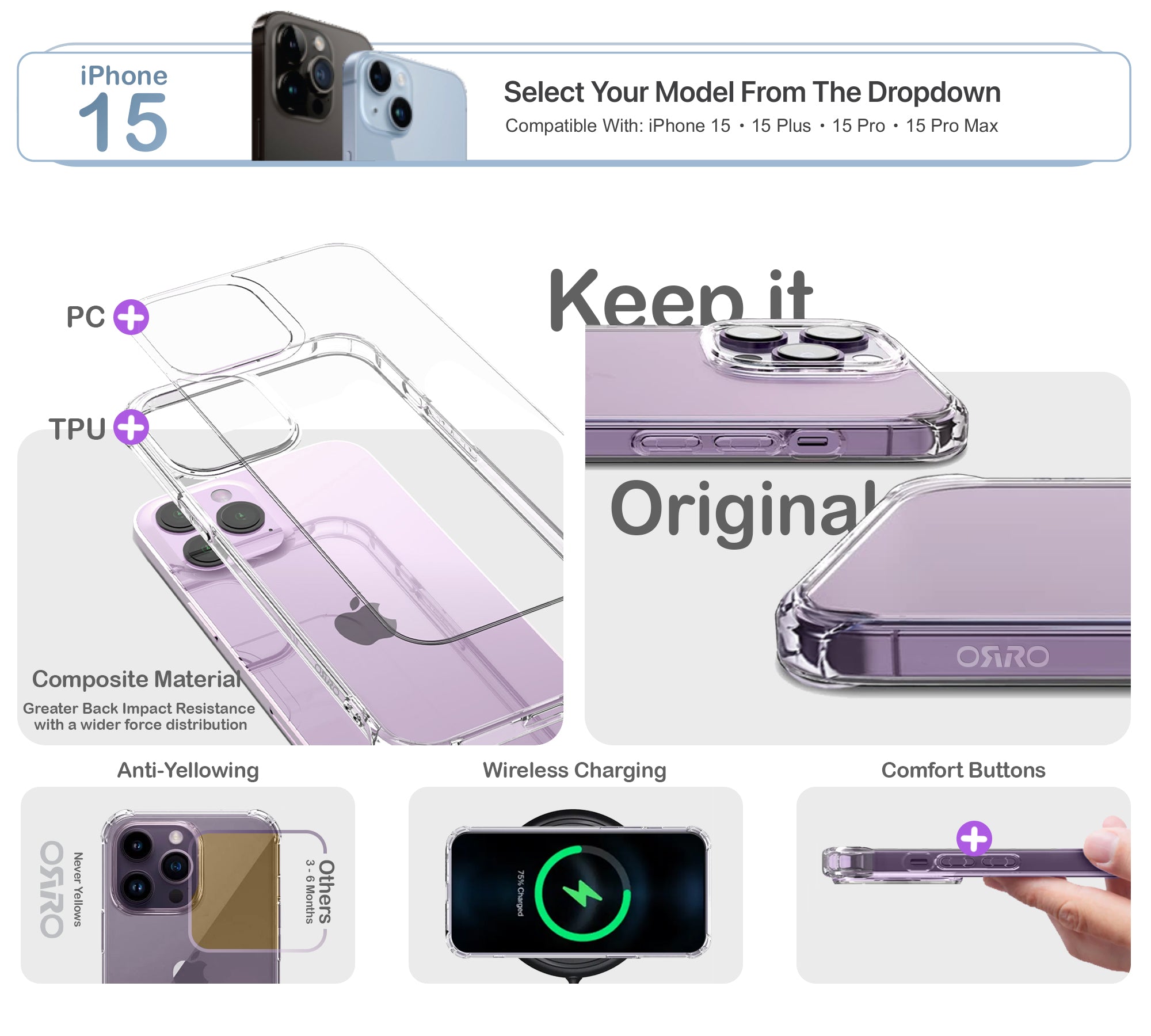 ORRO iPhone 15 Series Case - Clear