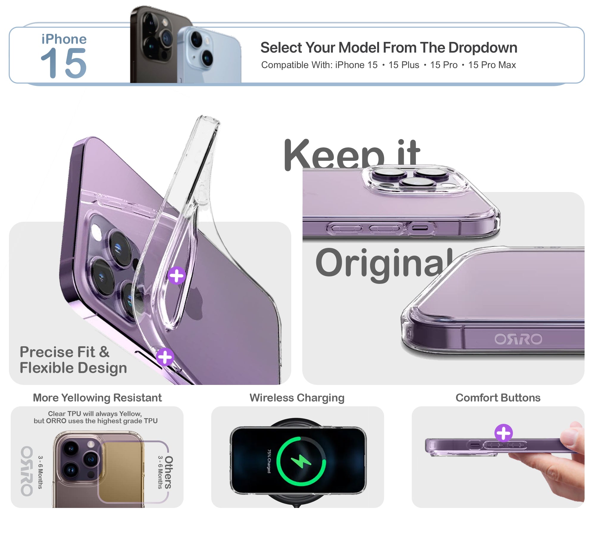 ORRO iPhone 15 Series Case - Clear