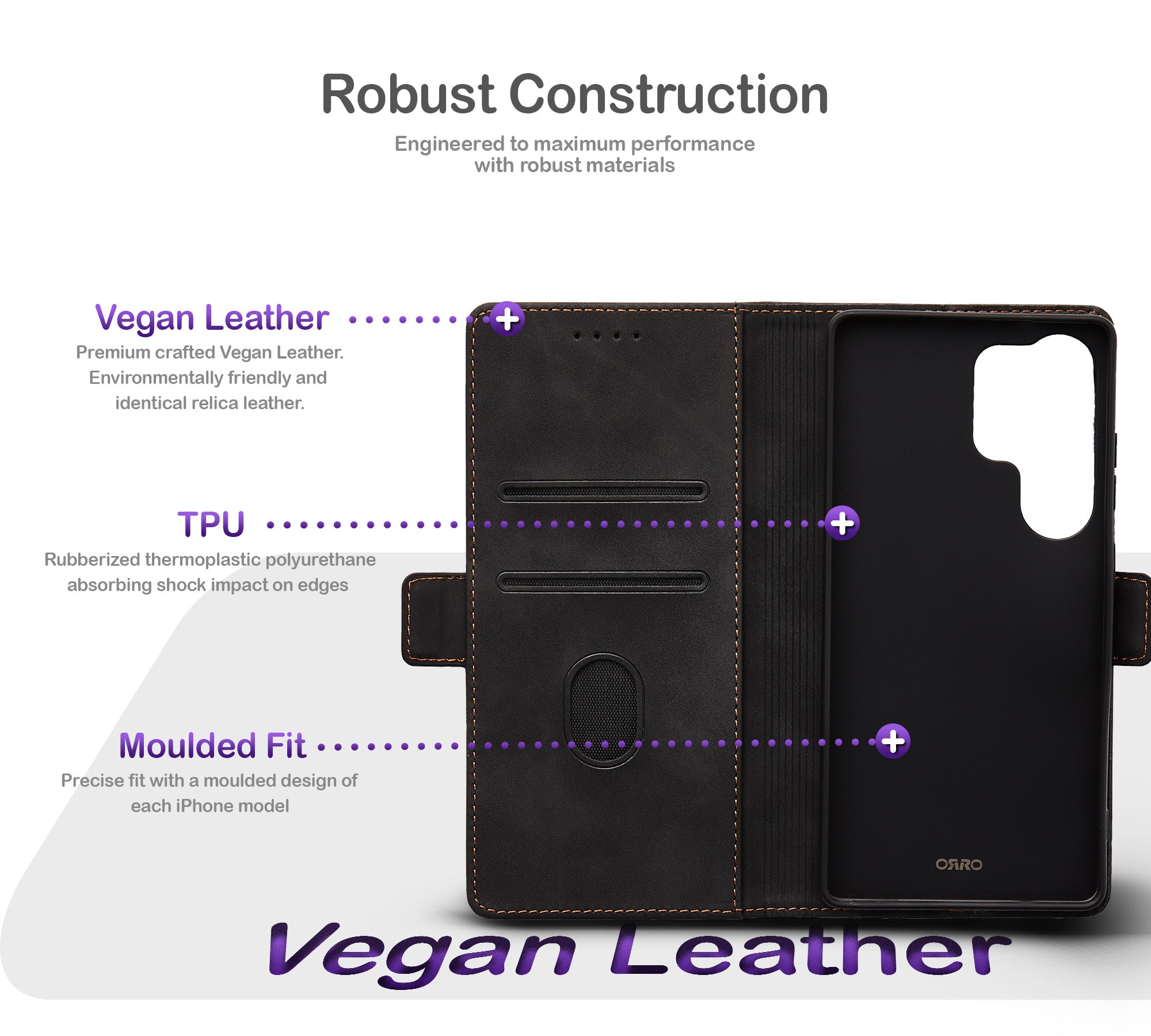 ORRO Samsung S25 Series Flip Vegan Leather Wallet Case