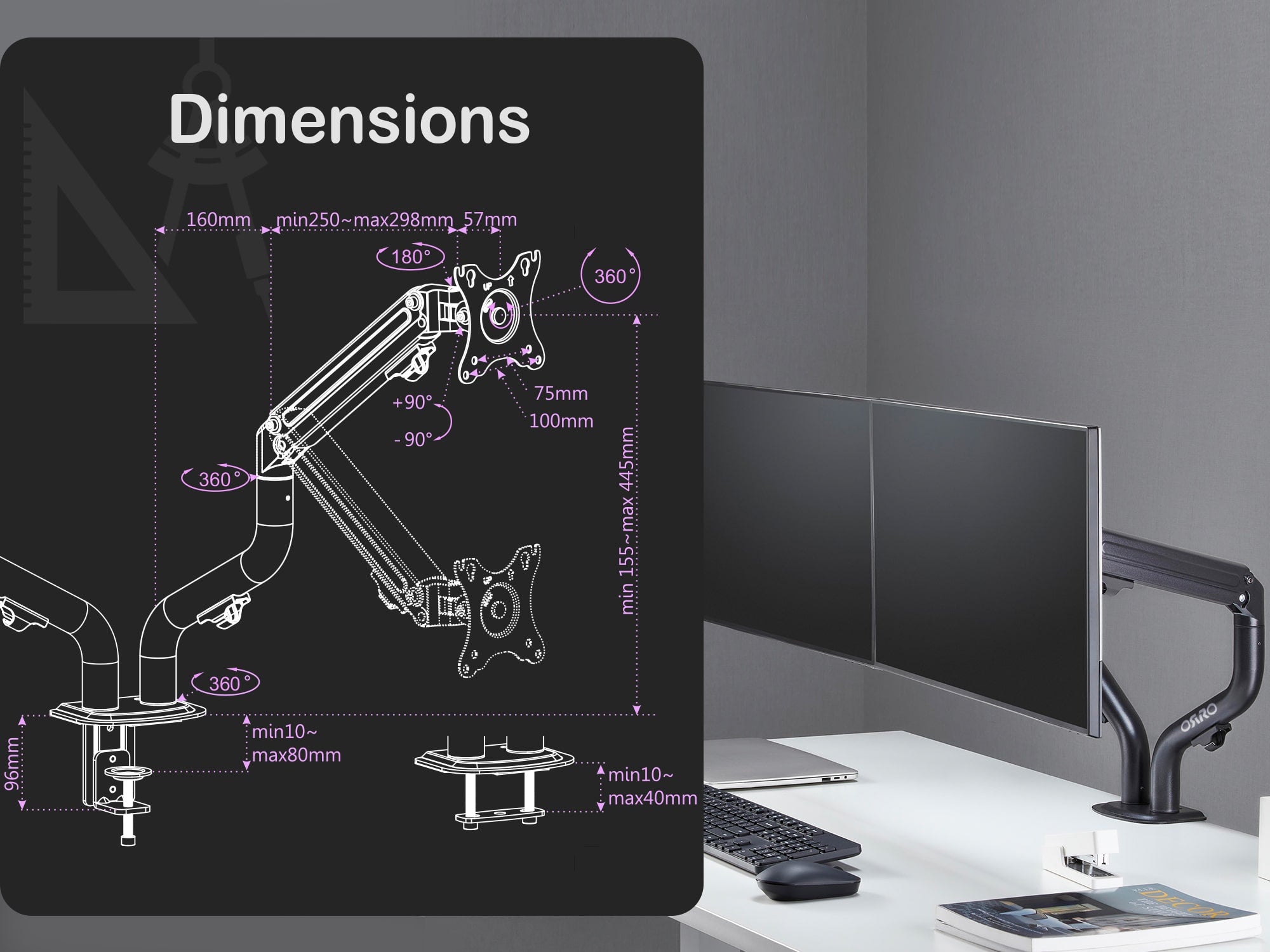 ORRO Home Gen 1 - Dual Monitor Arm