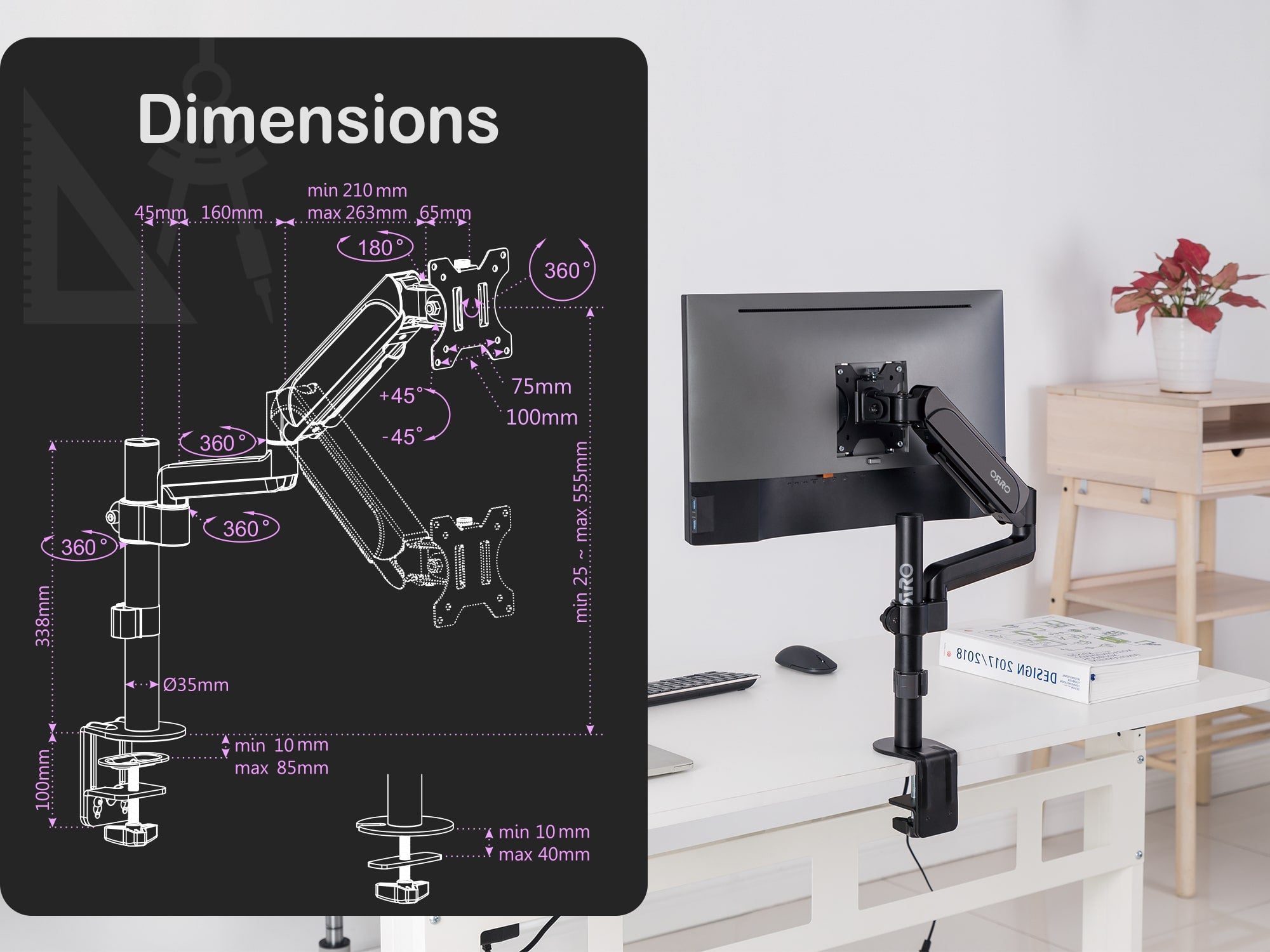 ORRO Pro Plus Gen 1 - Single Monitor Arm