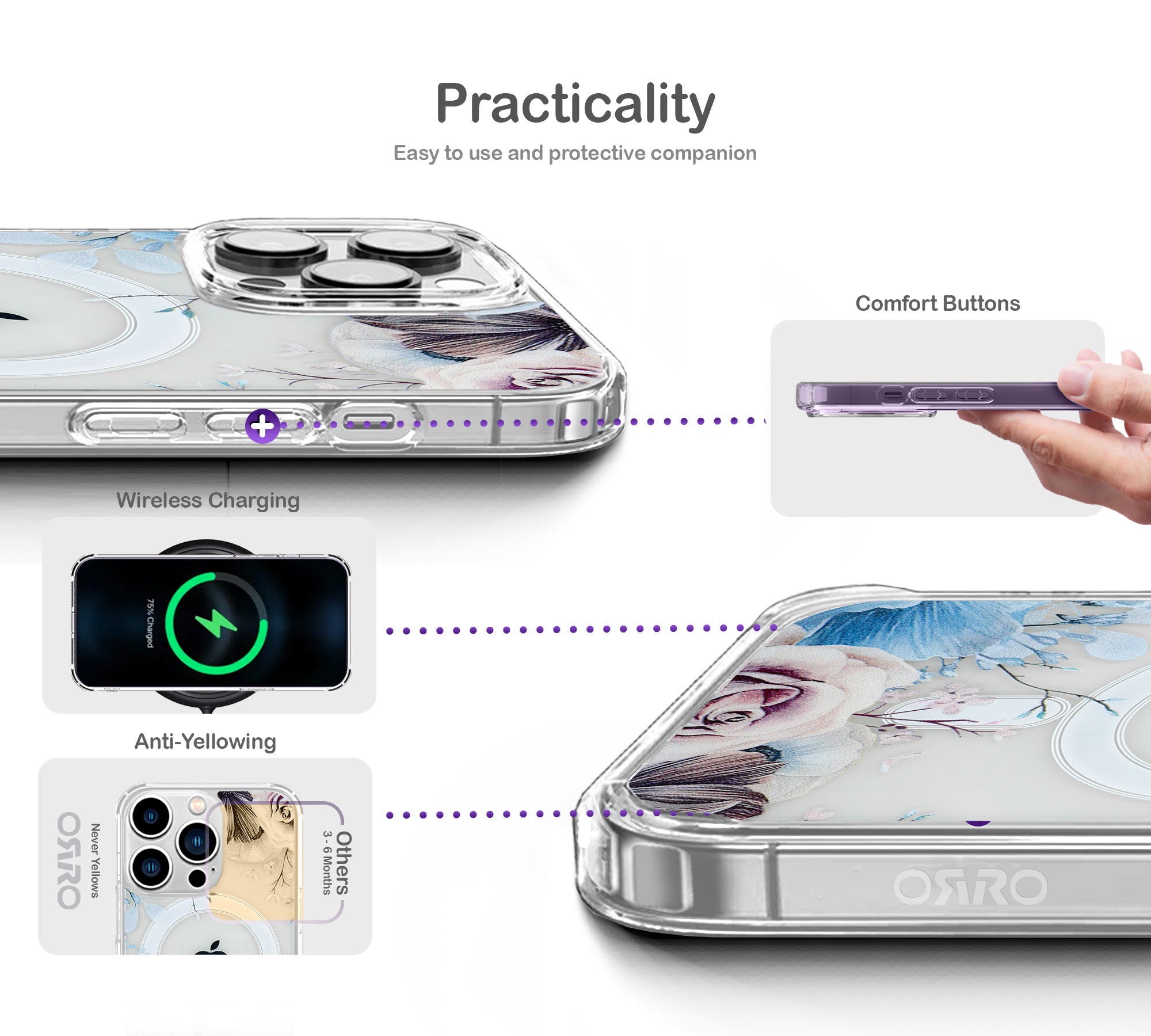ORRO iPhone 16 Series Case - MagSafe Floral