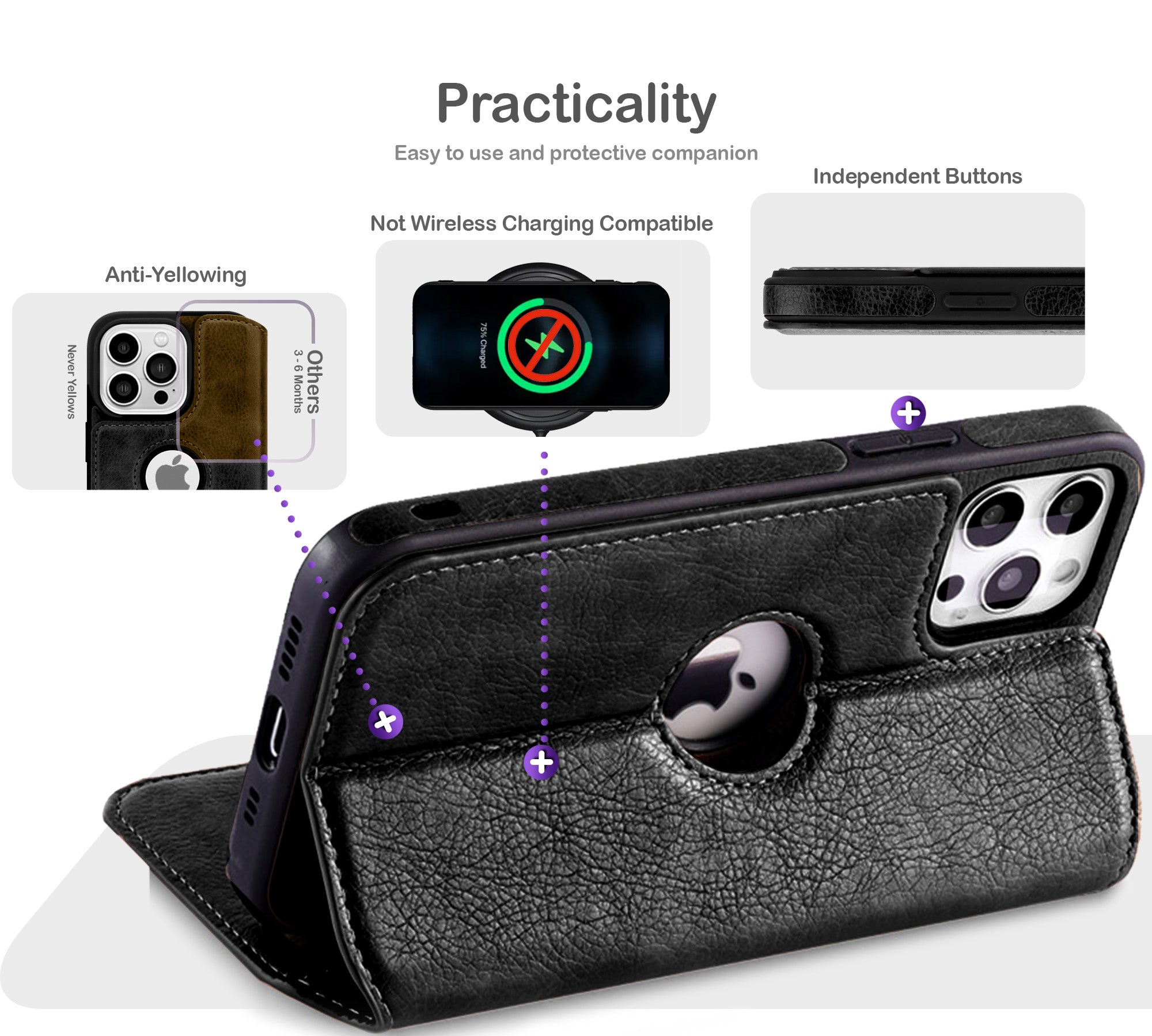 ORRO iPhone 16 Series Case - Vegan Leather Wallet Flip