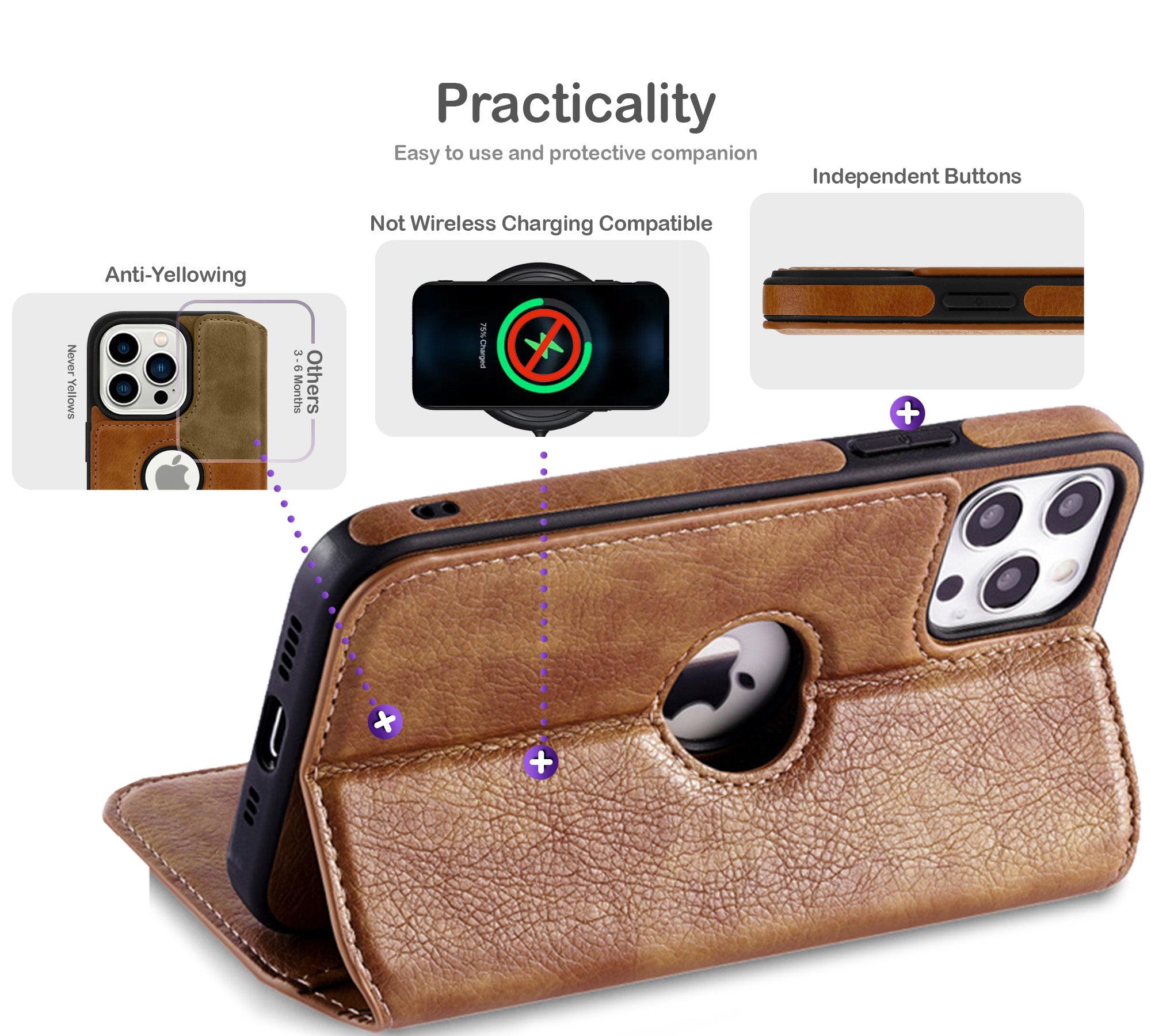 ORRO iPhone 16 Series Case - Vegan Leather Wallet Flip