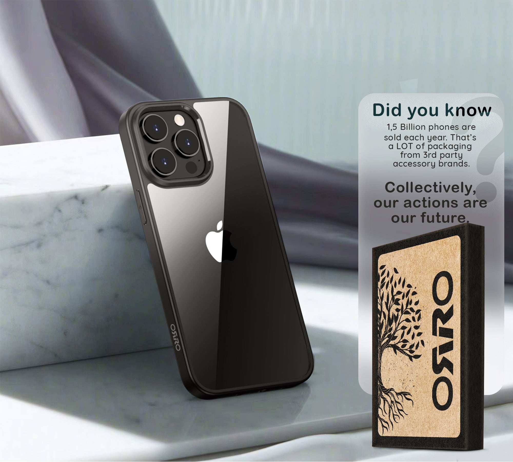 ORRO iPhone 15 Series Case - Black Edge Clear Back