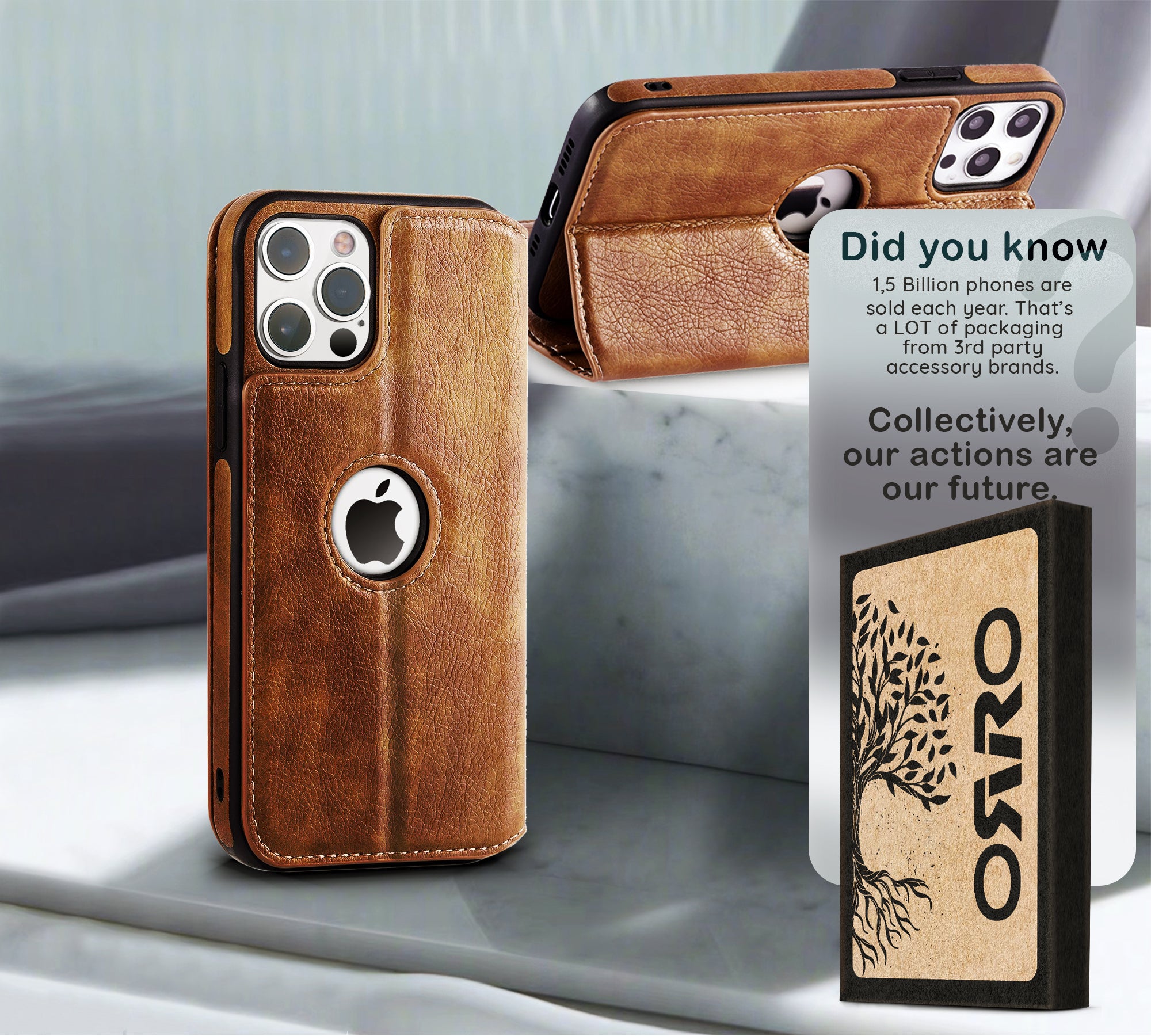 ORRO iPhone 15 Series Case - Vegan Leather Wallet Flip