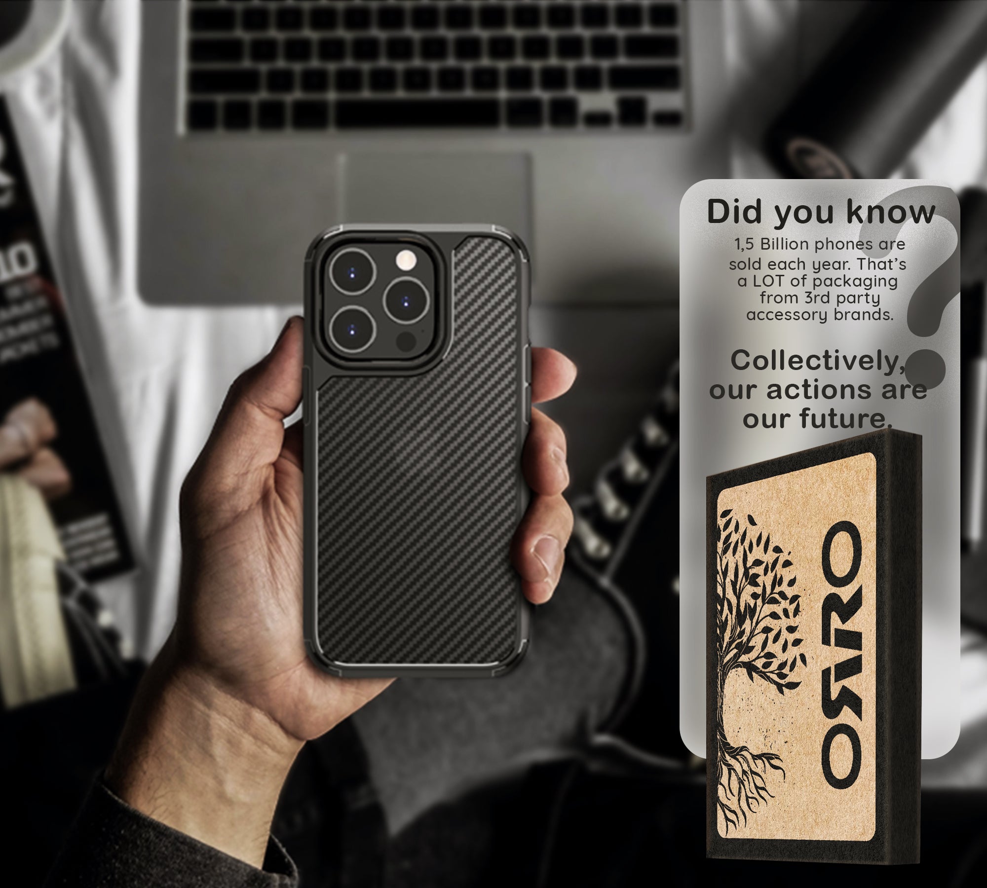 ORRO iPhone 15 Series Case - Clear Carbon Fibre Texture Case