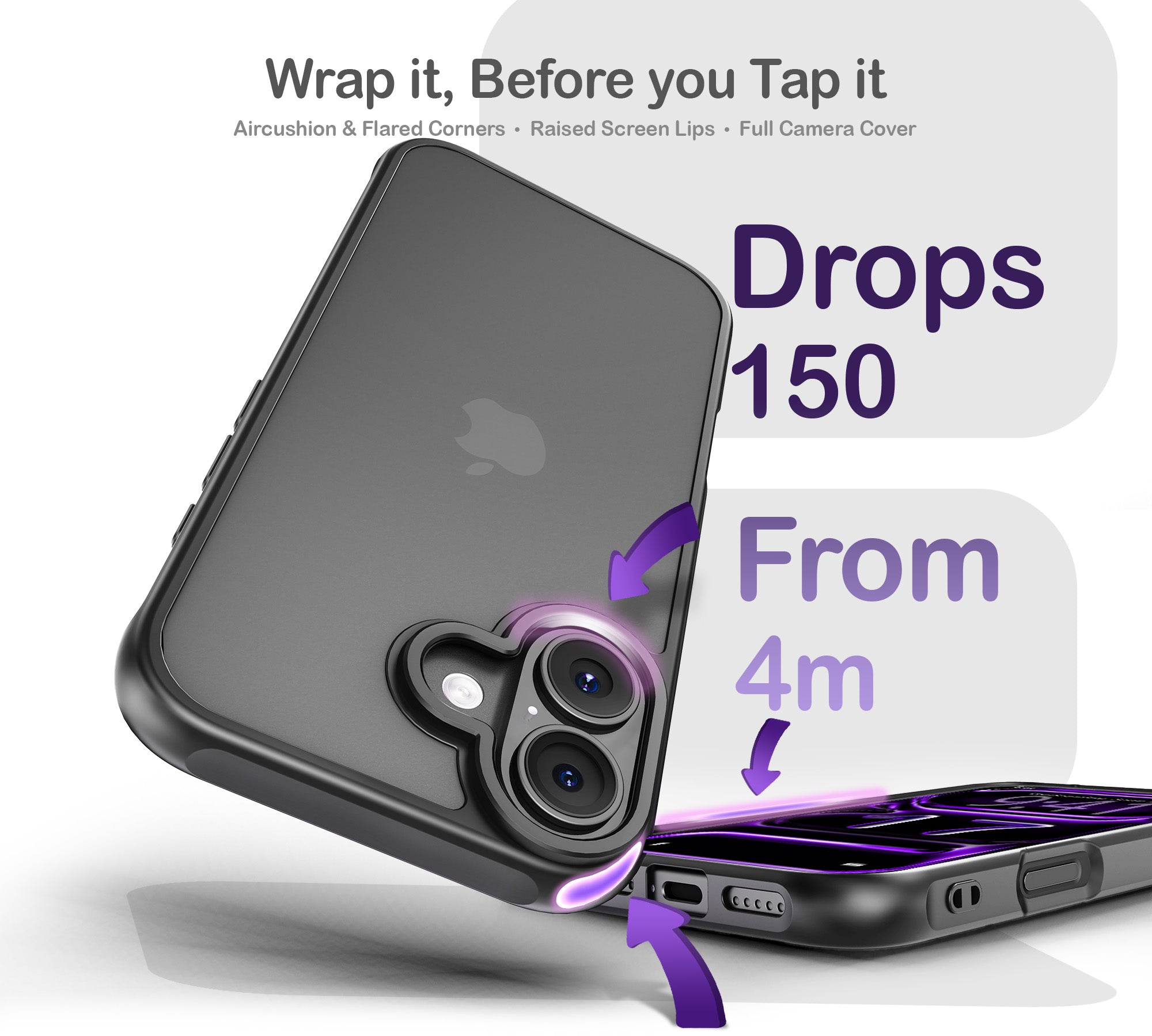 ORRO iPhone 17 Series Case - Black Edge Clear Back