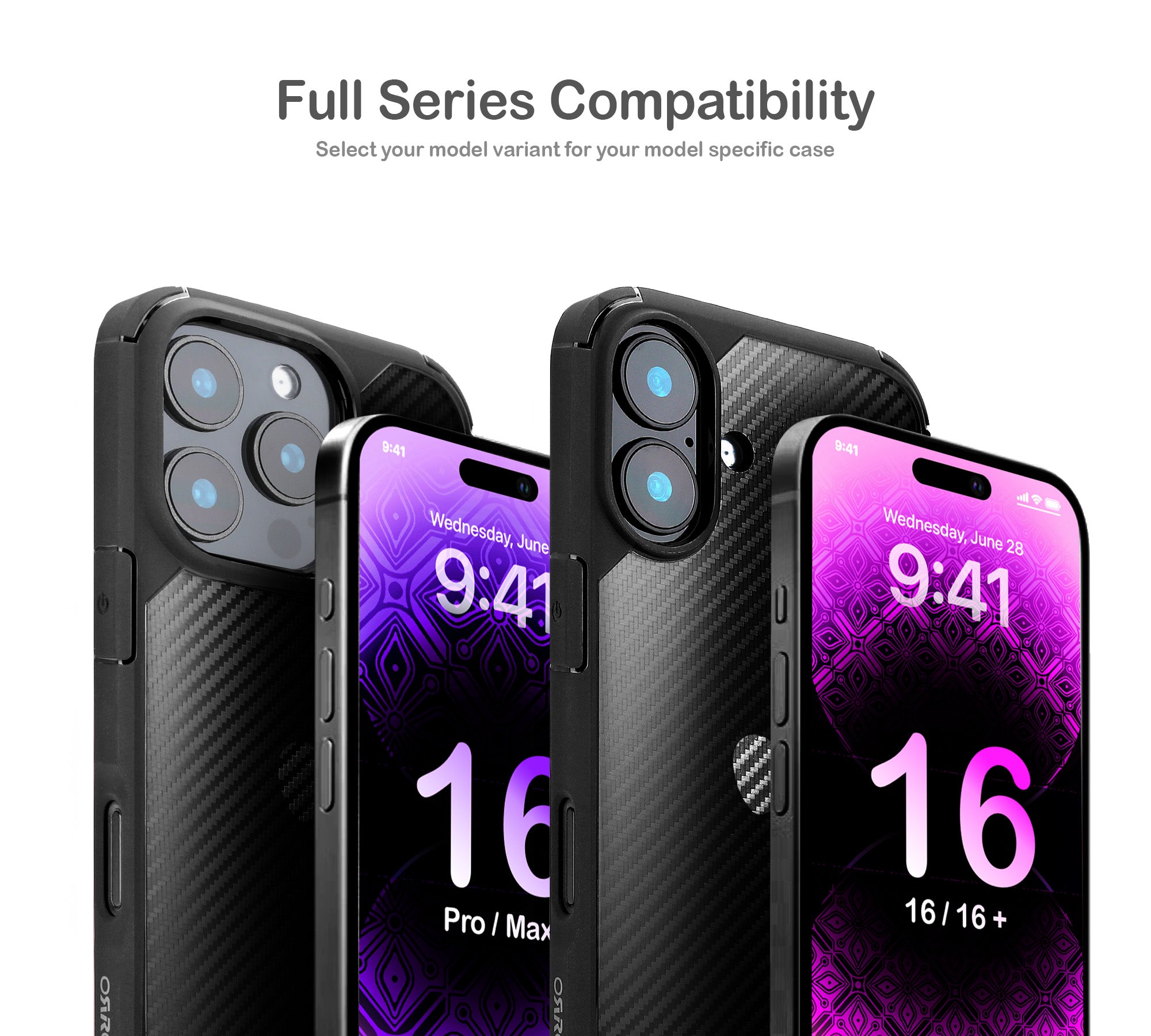 ORRO iPhone 16 Series Case - Clear Carbon Fibre Texture Case