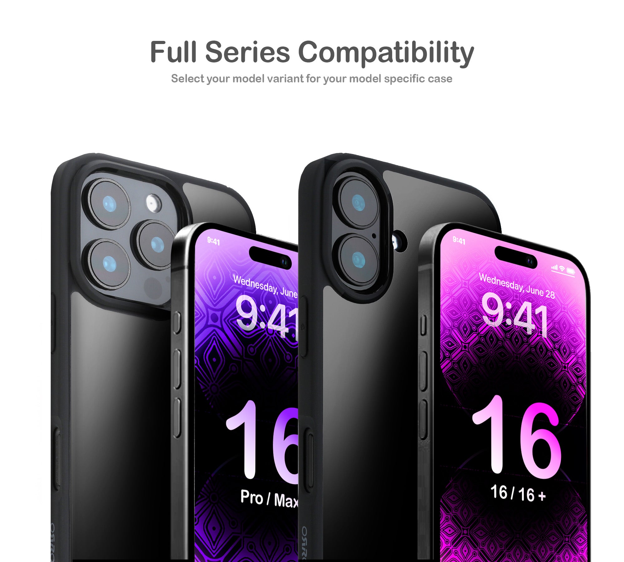 ORRO iPhone 16 Series Case - Black Edge Clear Back
