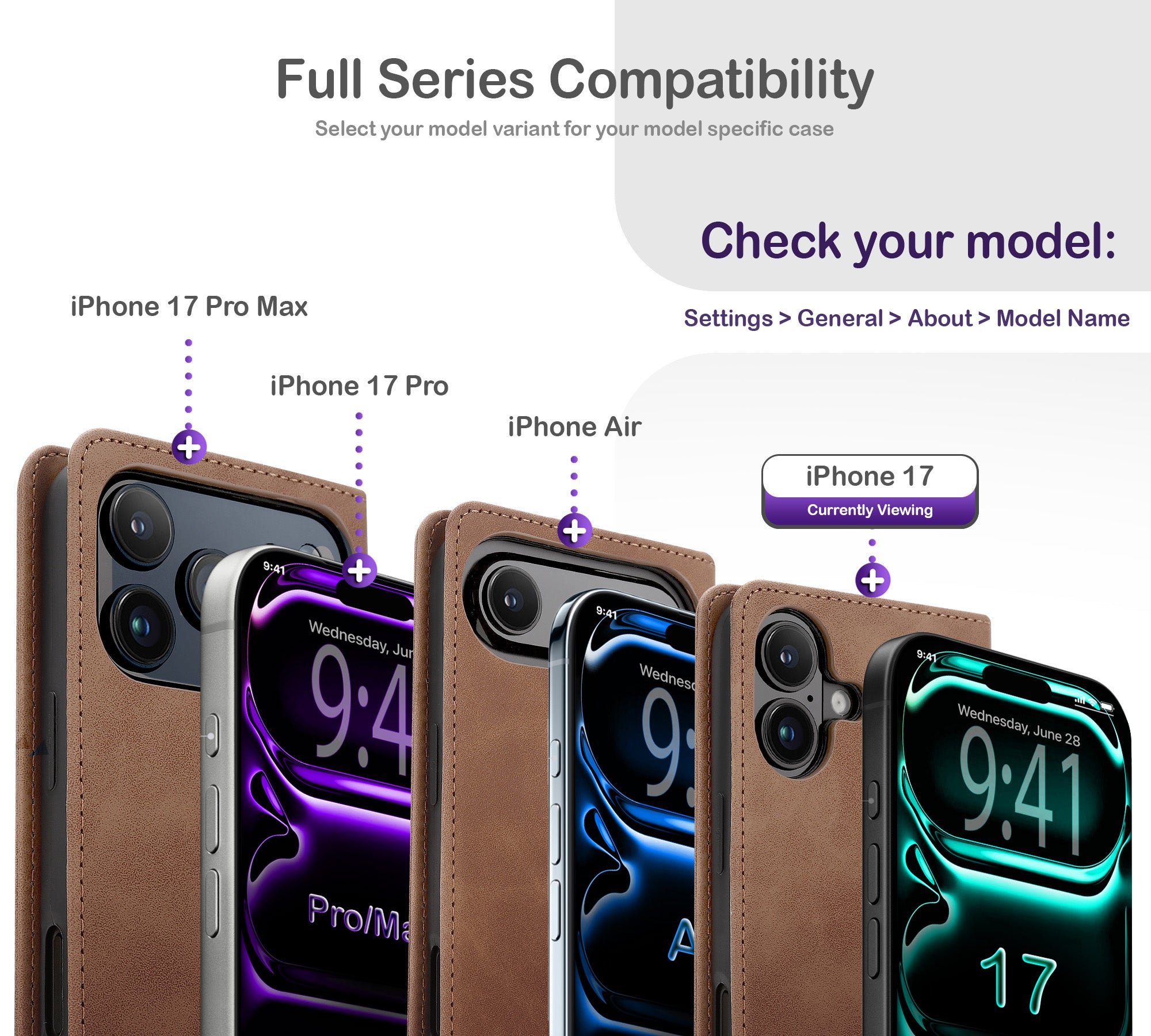 ORRO iPhone 17 Series Case - Vegan Leather Wallet Flip