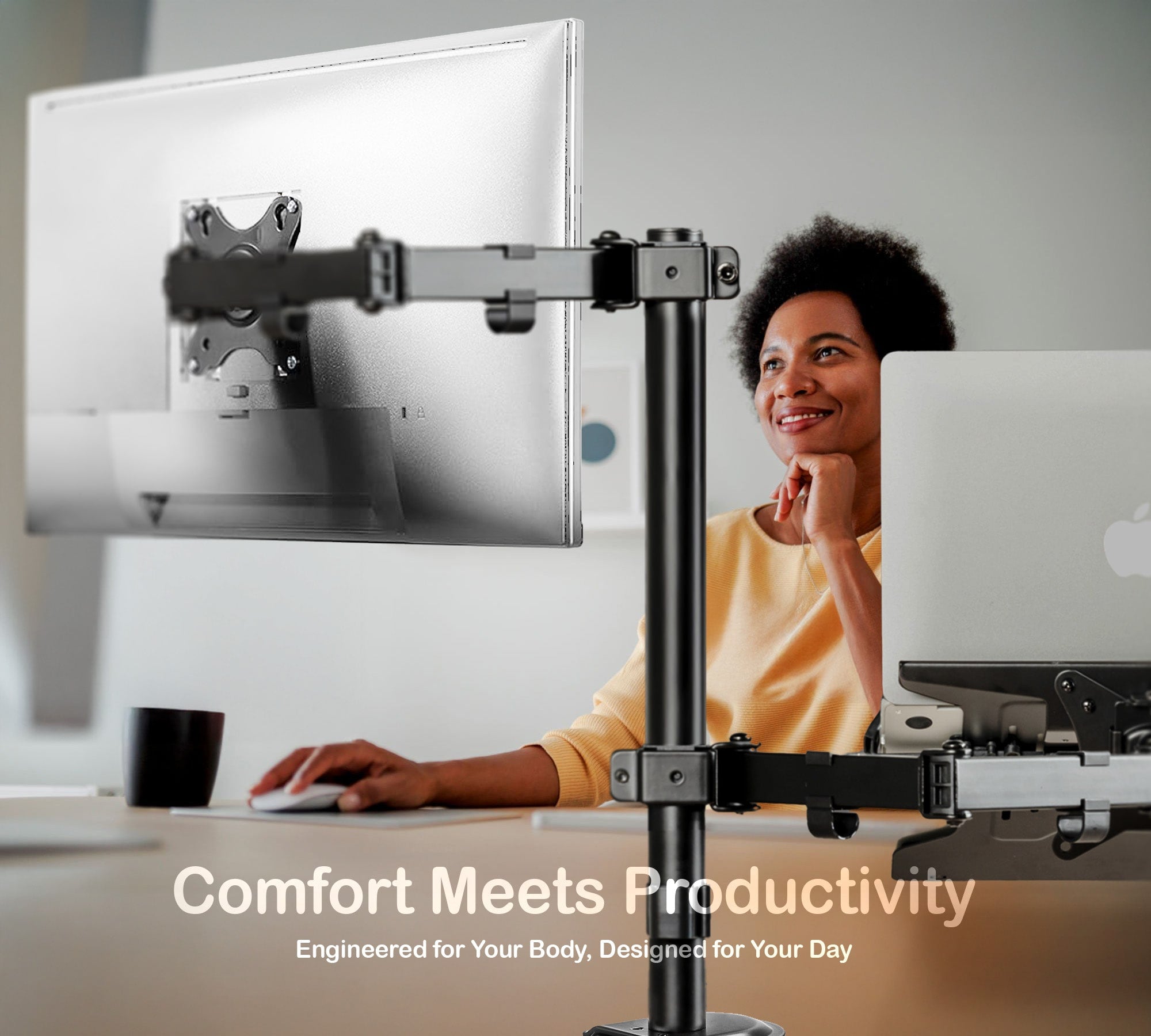 ORRO Eco Plus Gen 1 - Dual Monitor Arm with Laptop Holder