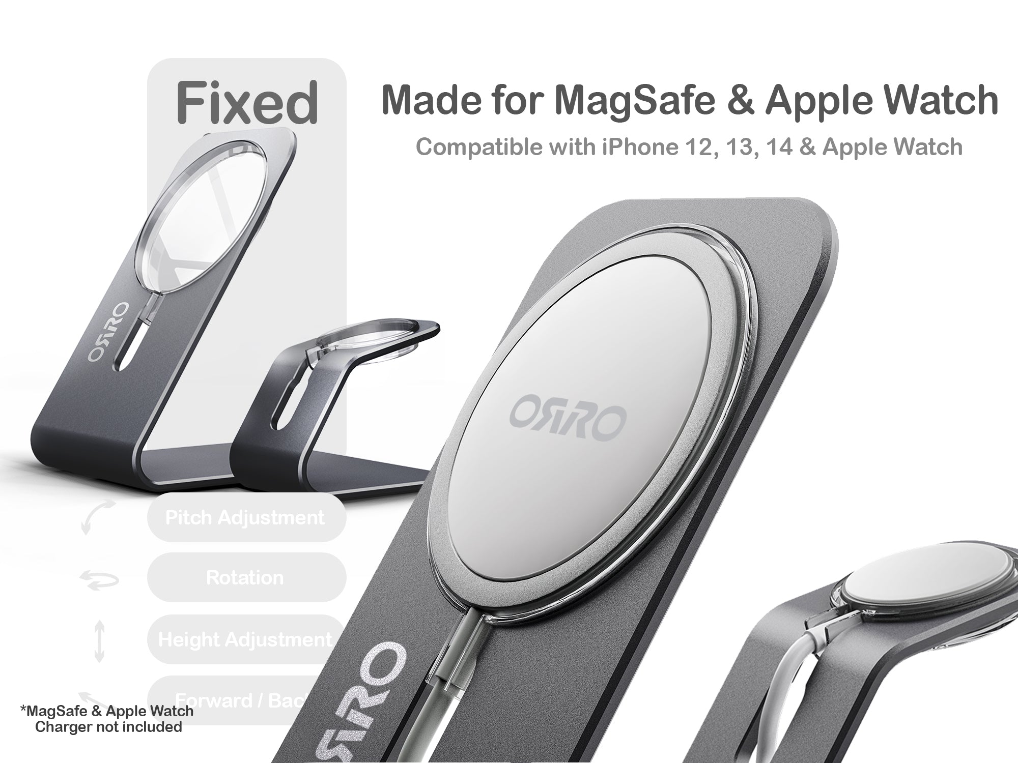ORRO Mobile Home Plus Series - MagSafe iPhone and Apple Watch Stand