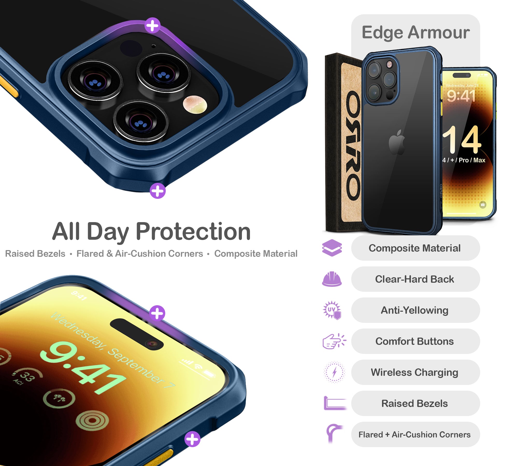 ORRO iPhone 14 Series Case - Armour Edge Clear Back