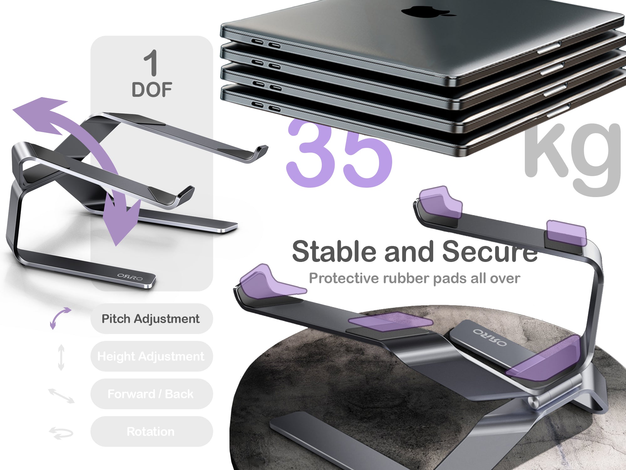 ORRO Laptop Home Plus Series - Pitch Adjustable Stand