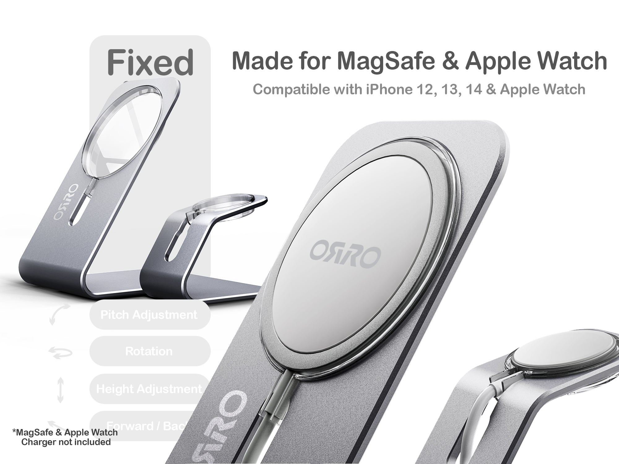 ORRO Mobile Home Plus Series - MagSafe iPhone and Apple Watch Stand