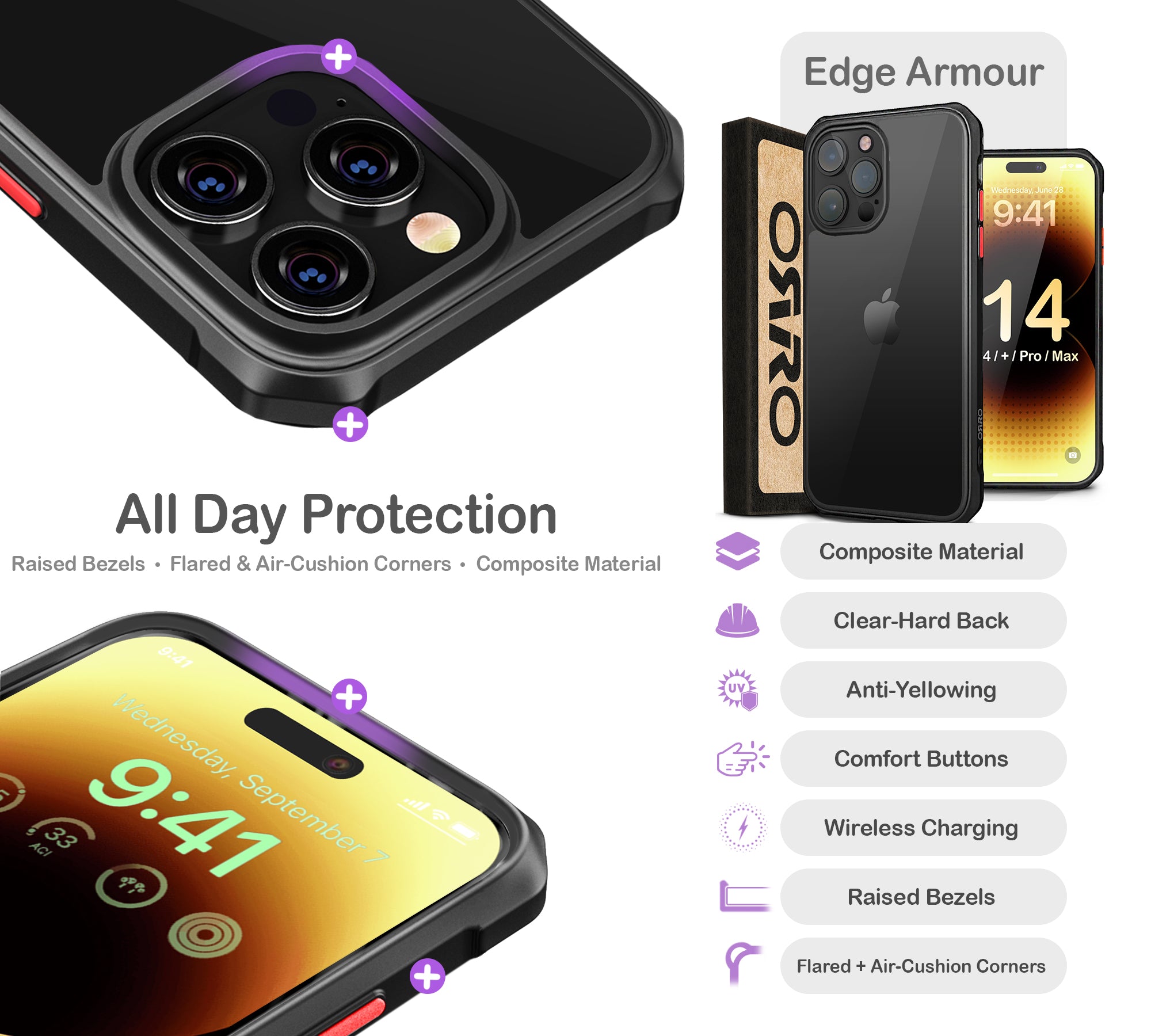 ORRO iPhone 14 Series Case - Armour Edge Clear Back