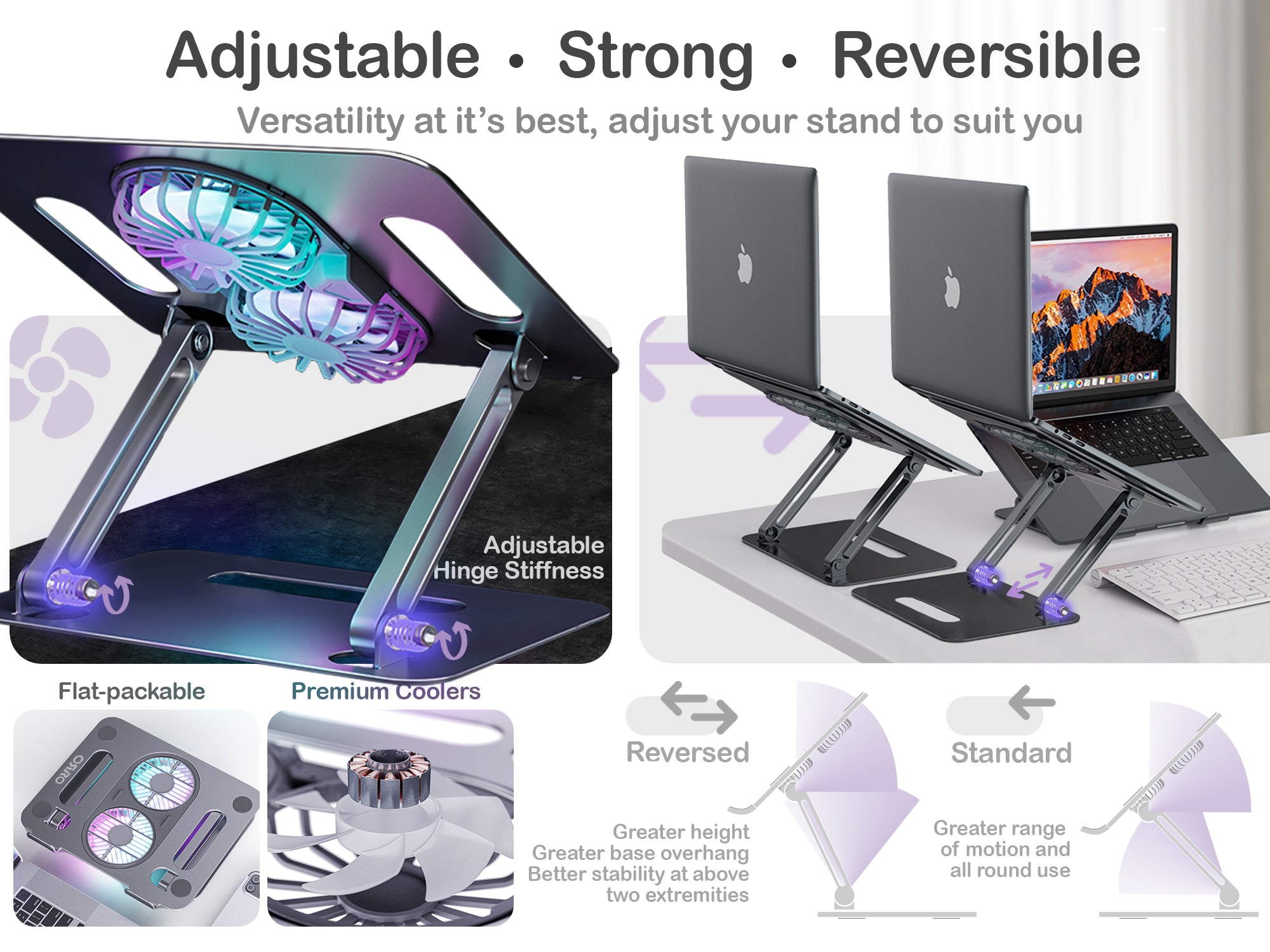 ORRO Laptop Pro Series - Adjustable Stand With Cooling Fan