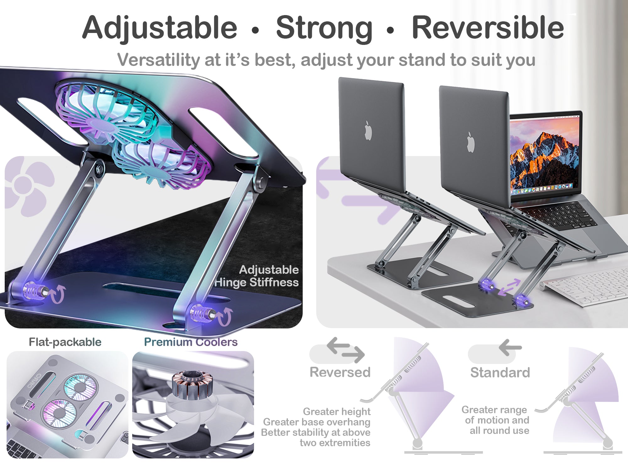 ORRO Laptop Pro Series - Adjustable Stand With Cooling Fan
