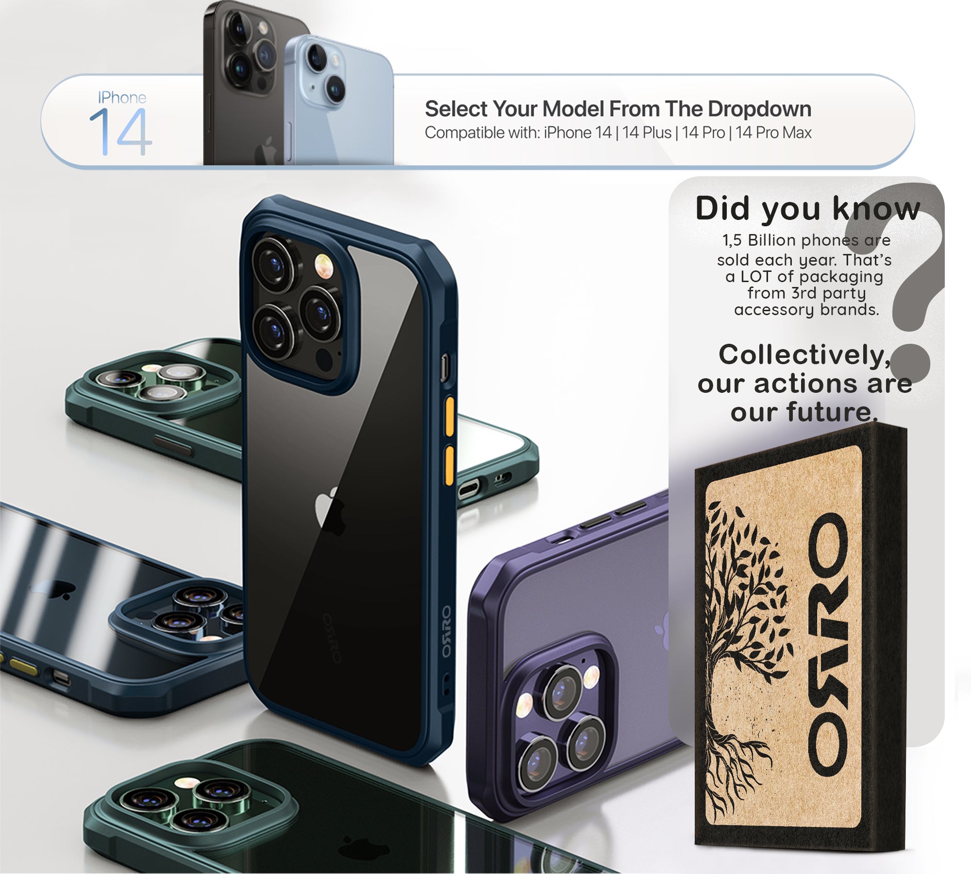 ORRO iPhone 14 Series Case - Armour Edge Clear Back