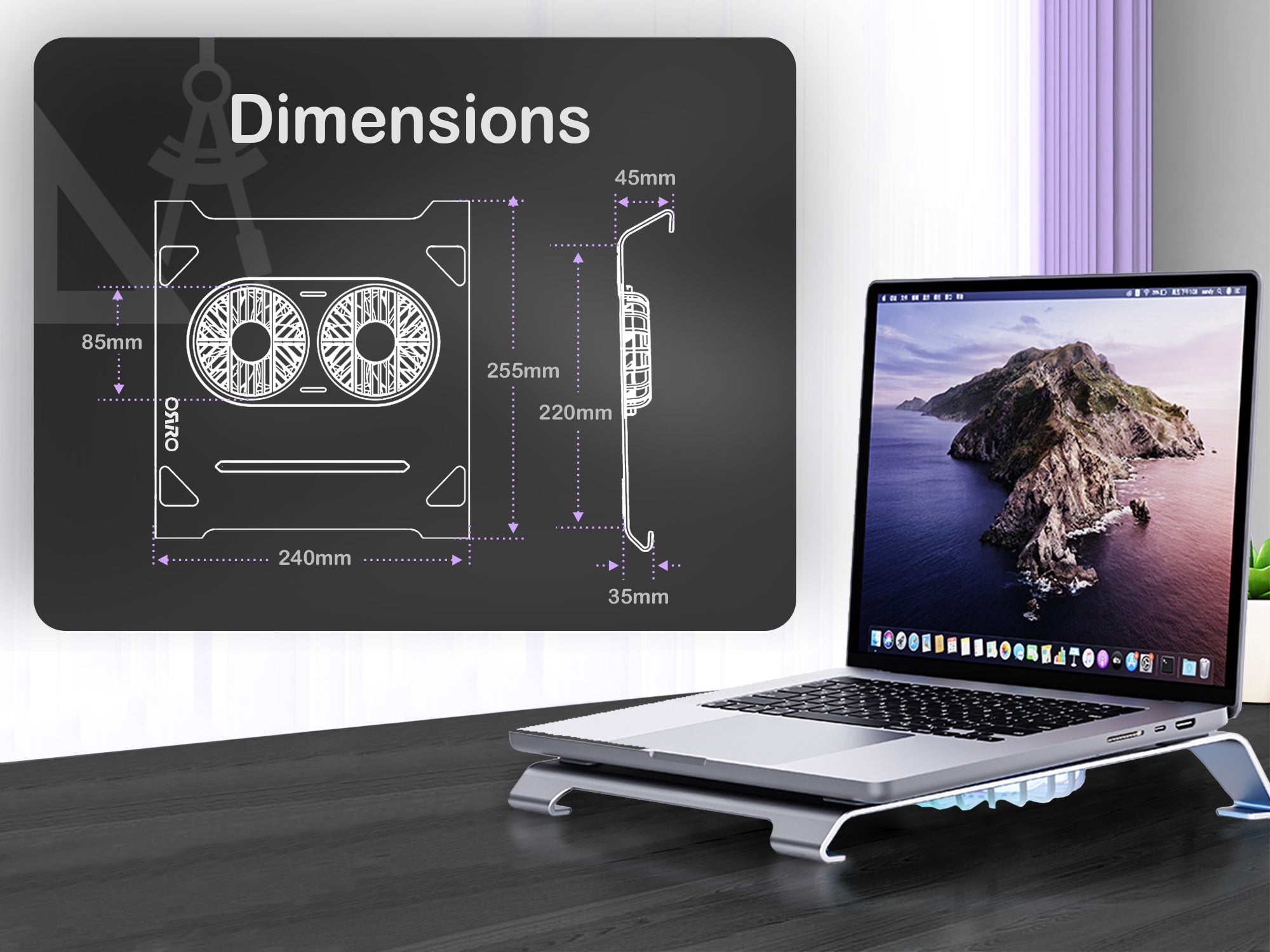 ORRO Laptop Home Series - Riser With Cooling Fan