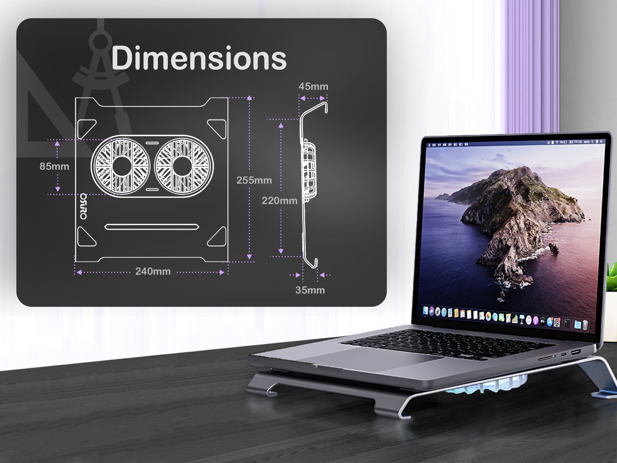 ORRO Laptop Home Series - Riser With Cooling Fan
