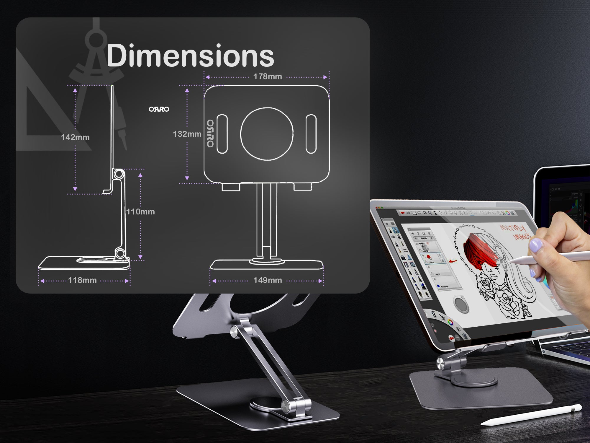 ORRO Tablet Pro Plus Series - Fully Adjustable Stand