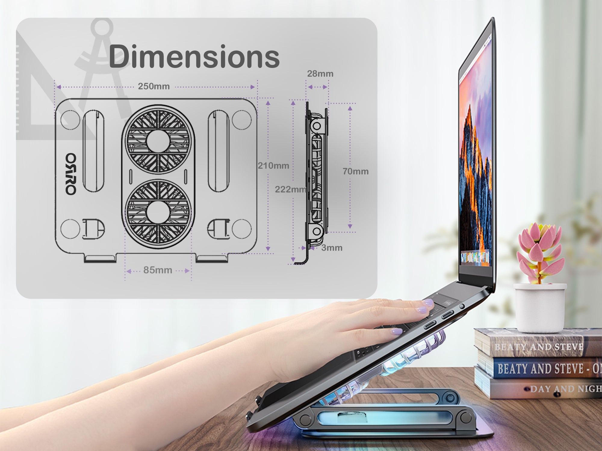 ORRO Laptop Pro Series - Adjustable Stand With Cooling Fan