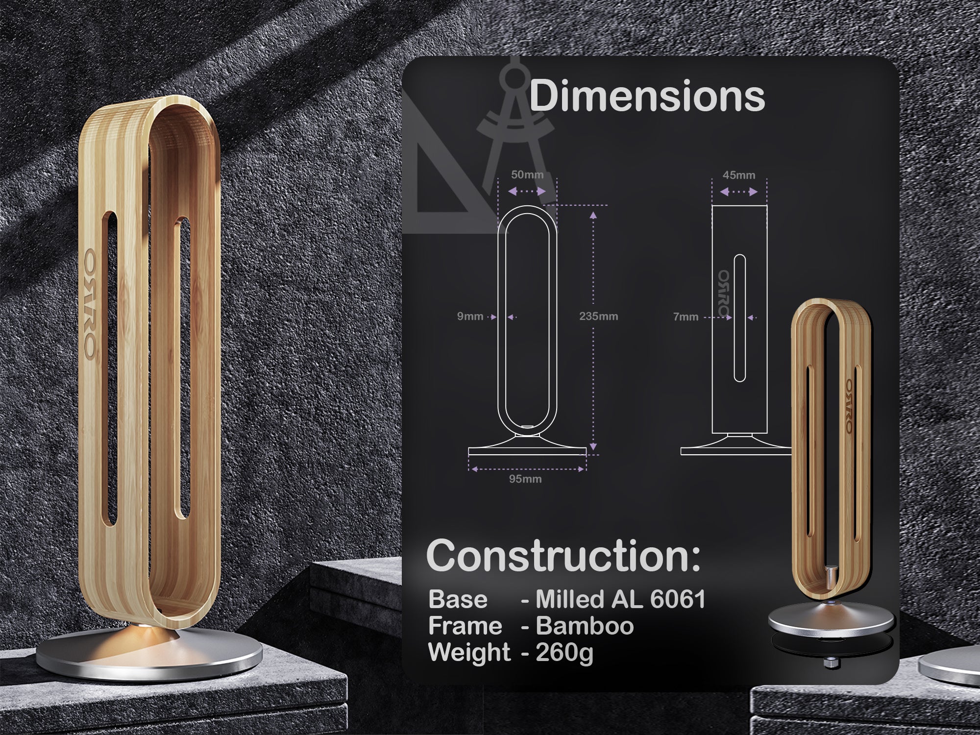 ORRO Headphone Stand Home Plus - Bamboo Riser