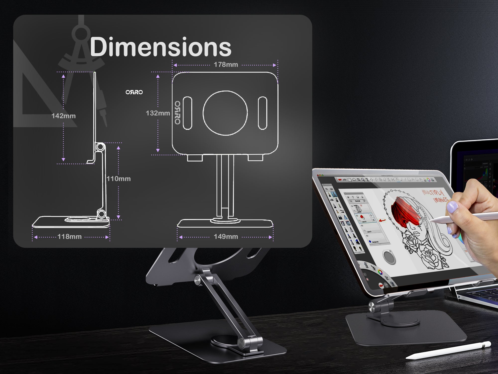 ORRO Tablet Pro Plus Series - Fully Adjustable Stand