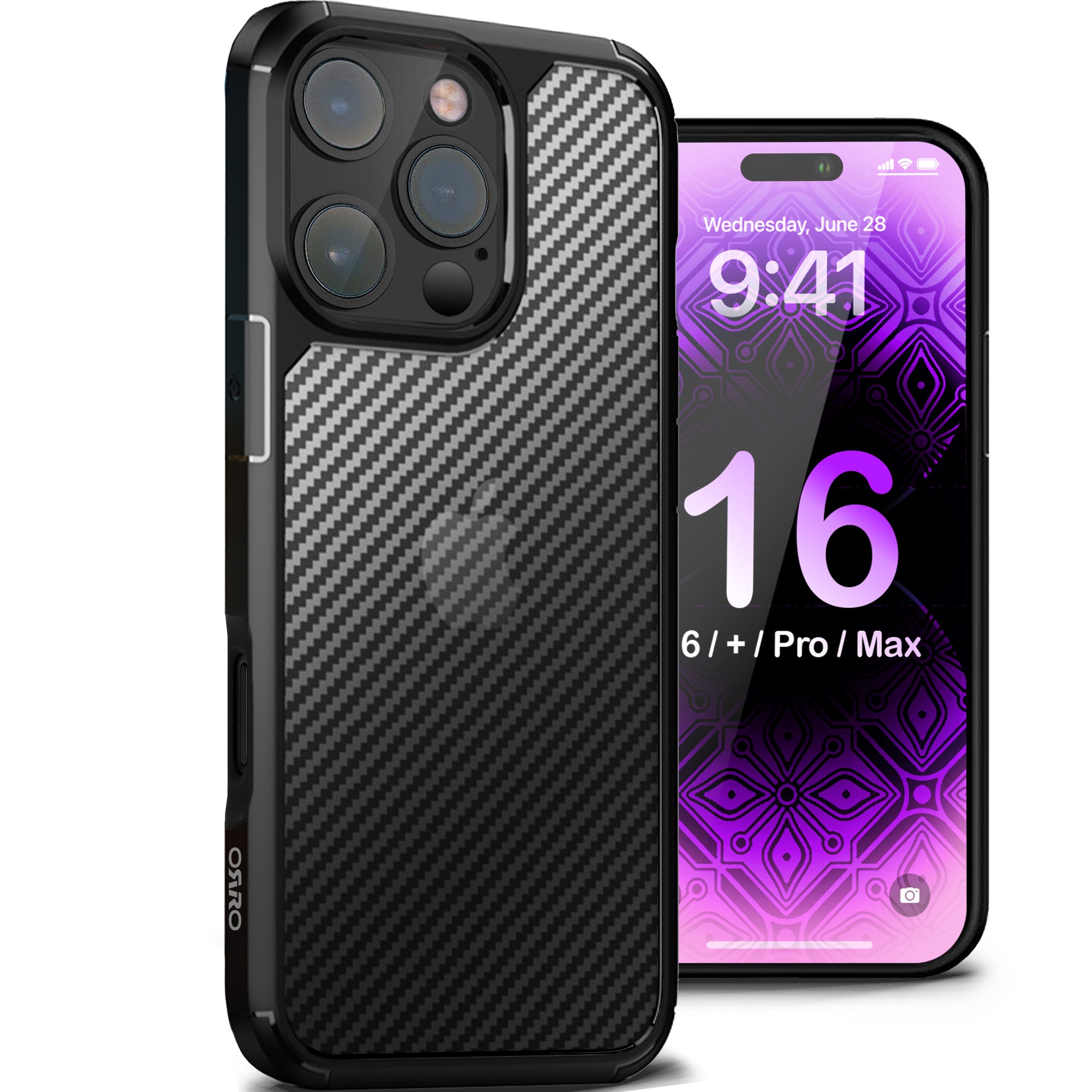 ORRO iPhone 16 Series Case - Clear Carbon Fibre Texture Case