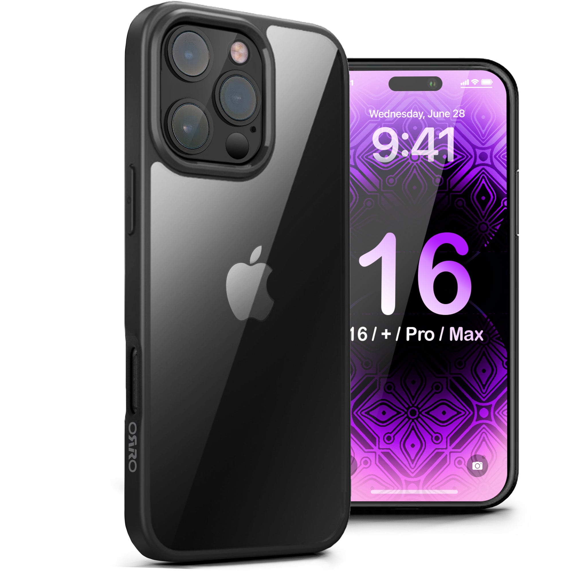 ORRO iPhone 16 Series Case - Black Edge Clear Back